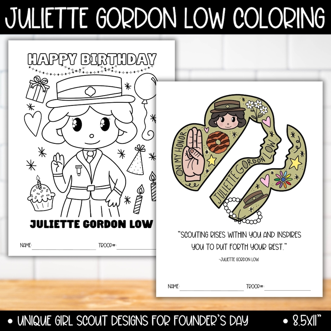 Girl Scout Juliette Gordon Low Coloring Craft Activity Girl Scouts Founder s Day Activities Founders Day Juliette Gordon Low Birthday Etsy