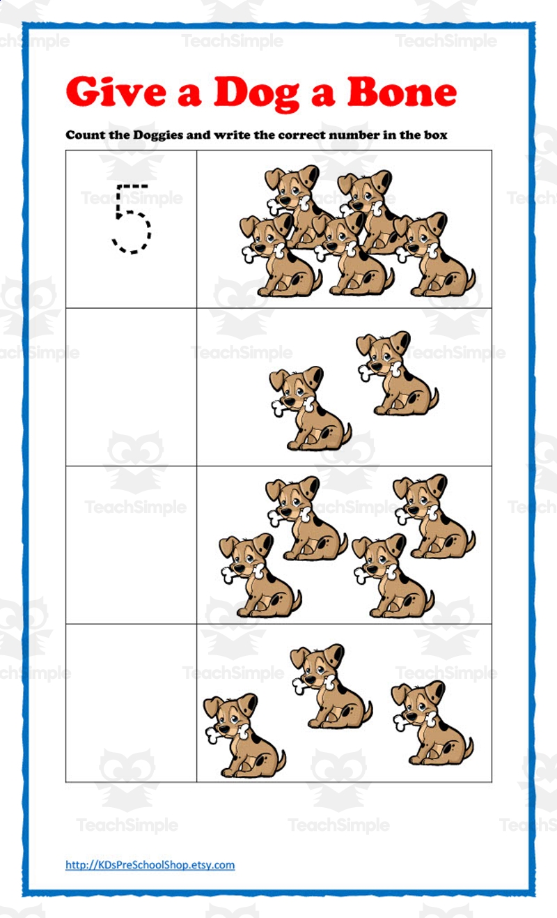 Counting Dogs Worksheet Printable