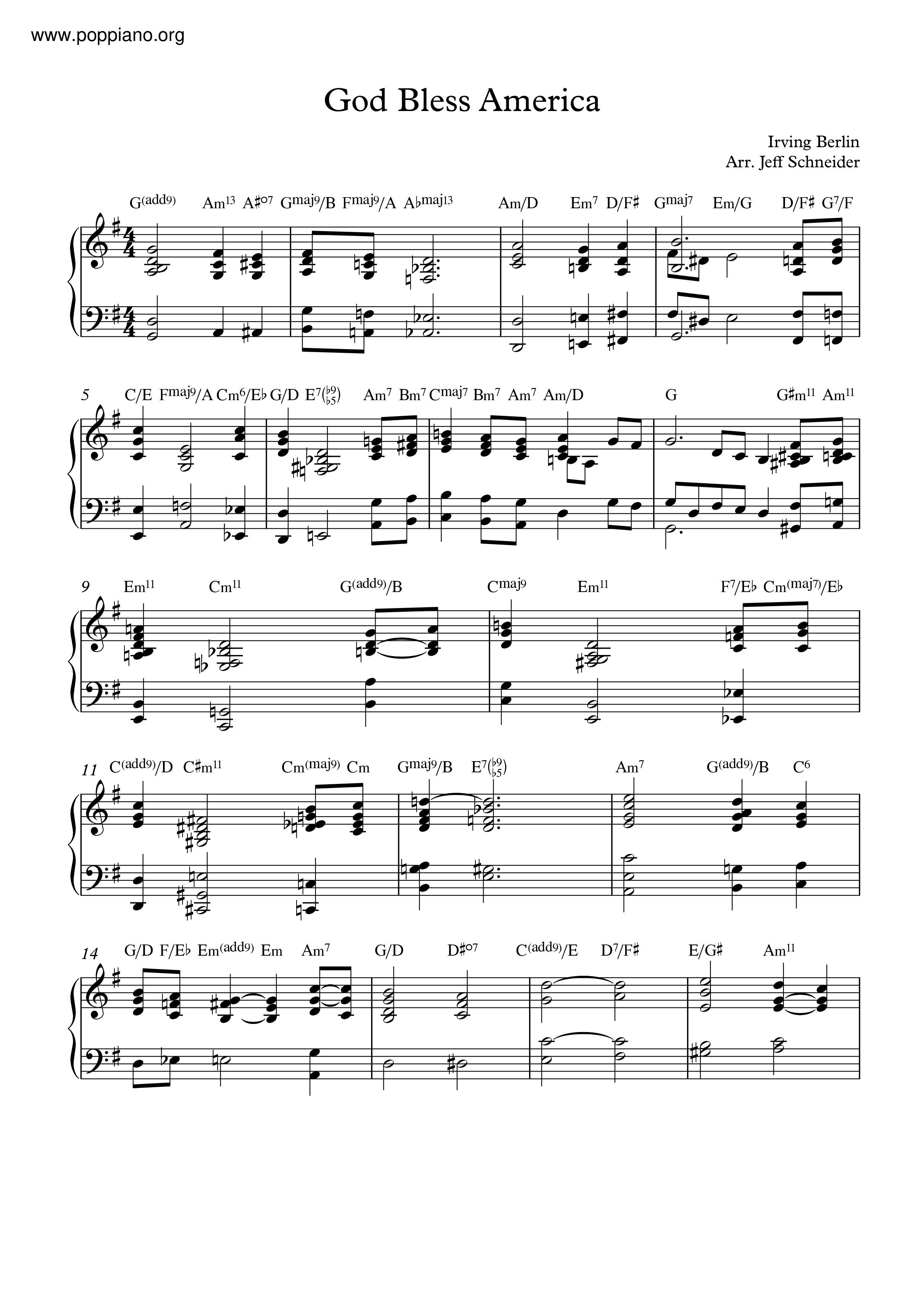  God Bless America Sheet Music Piano Score Free PDF Download HK Pop Piano Academy
