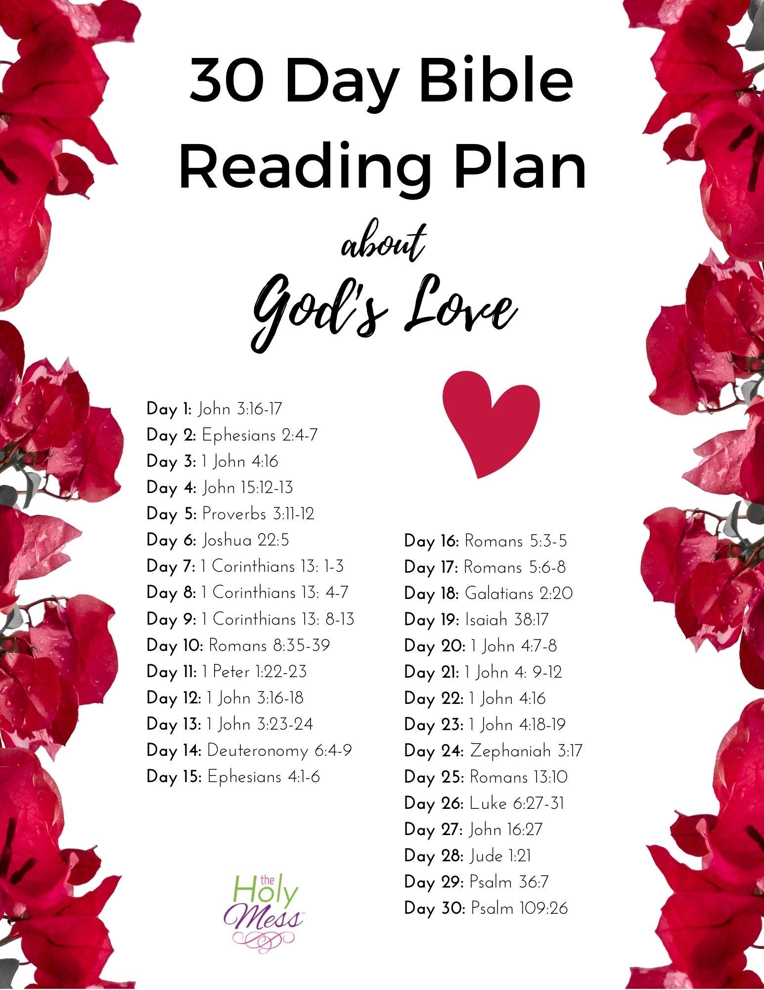 God Is Love 30 Day Bible Reading Plan Printable The Holy Mess