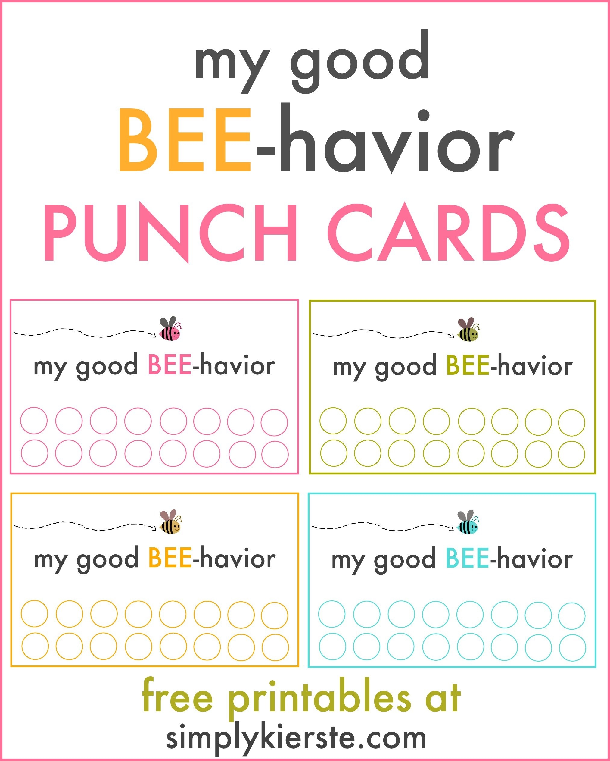 Good Behavior Punch Cards Oldsaltfarm