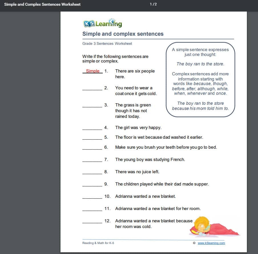Grade 3 Grammar Worksheets K5 Learning