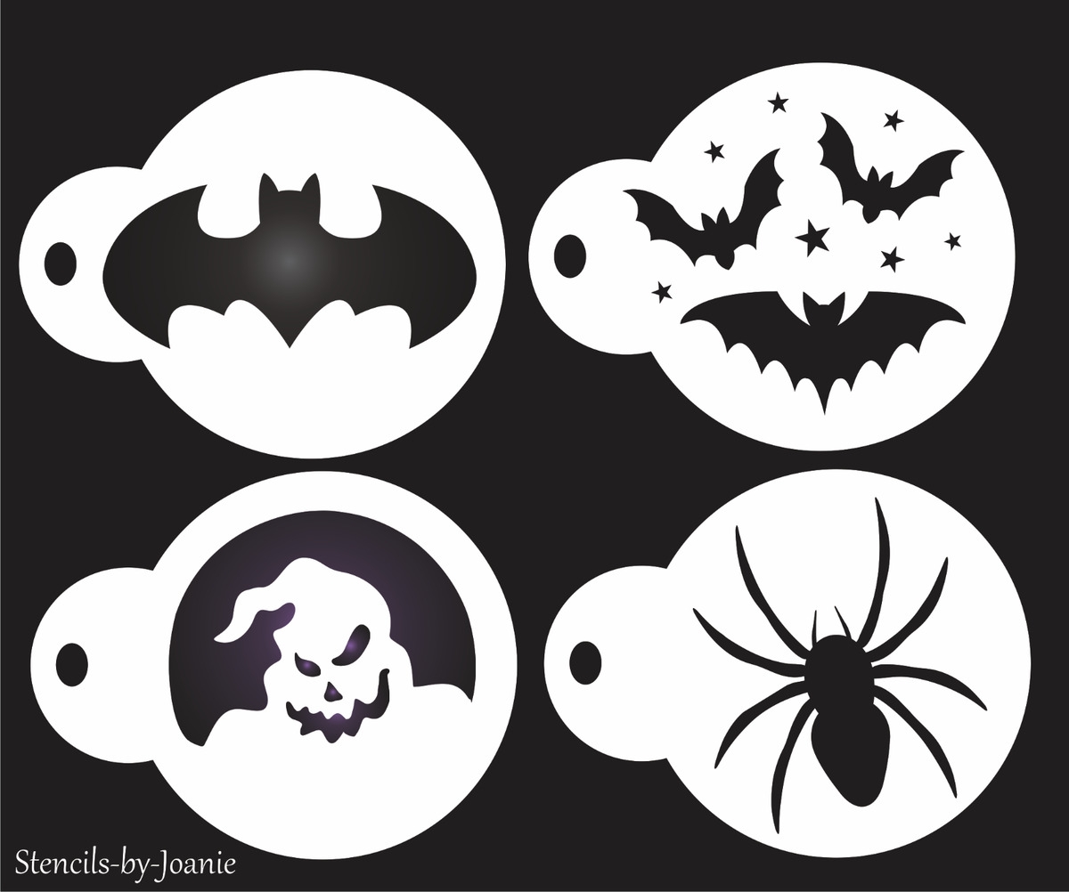 Halloween Bats10 Mil 4 Pc STENCIL Spooky Ghost Spider Tattoo Face Painting Boy EBay