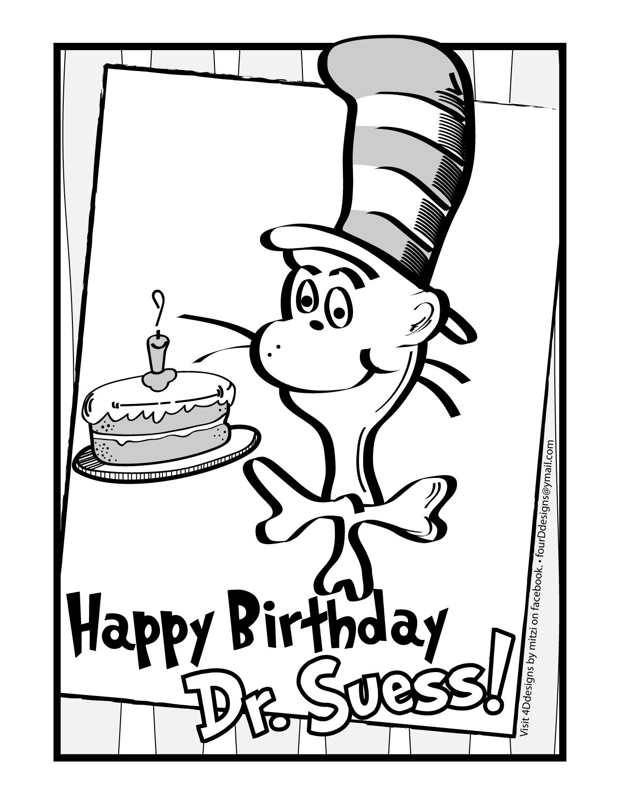 Happy Birthday Dr Seuss Coloring Page