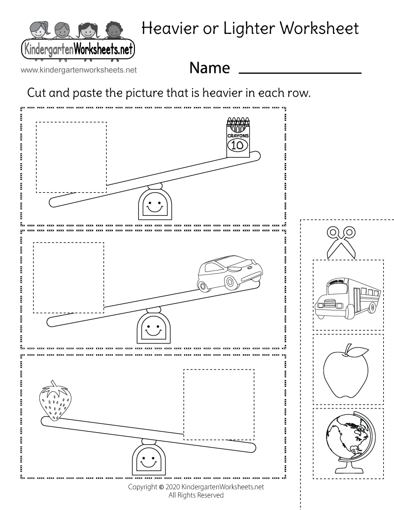 Heavier Or Lighter Worksheet Free Printable Digital PDF