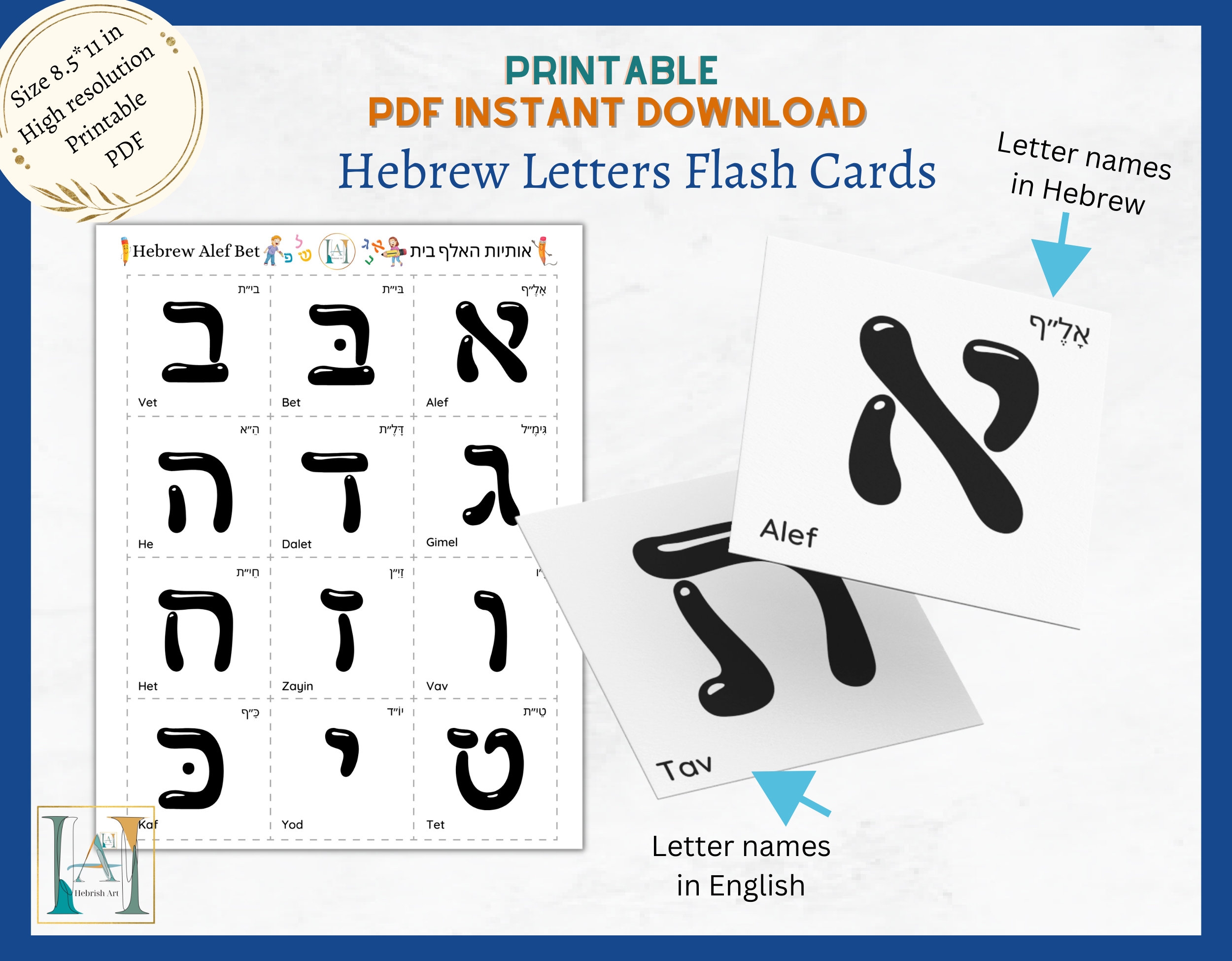 Printable Hebrew Letter Flashcards