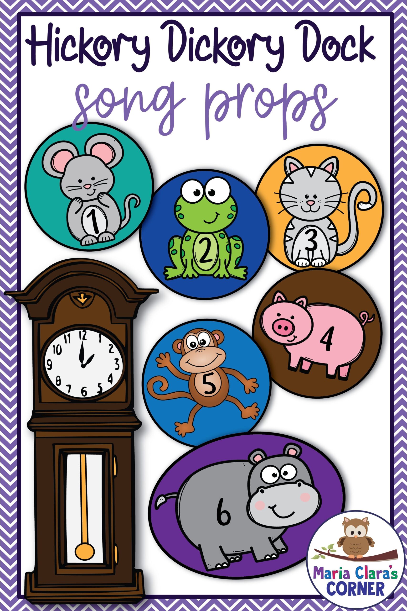 Hickory Dickory Dock Nursery Rhyme Song Props Nursery Rhymes Activities Nursery Rhymes Preschool Activities Nursery Rhyme Crafts