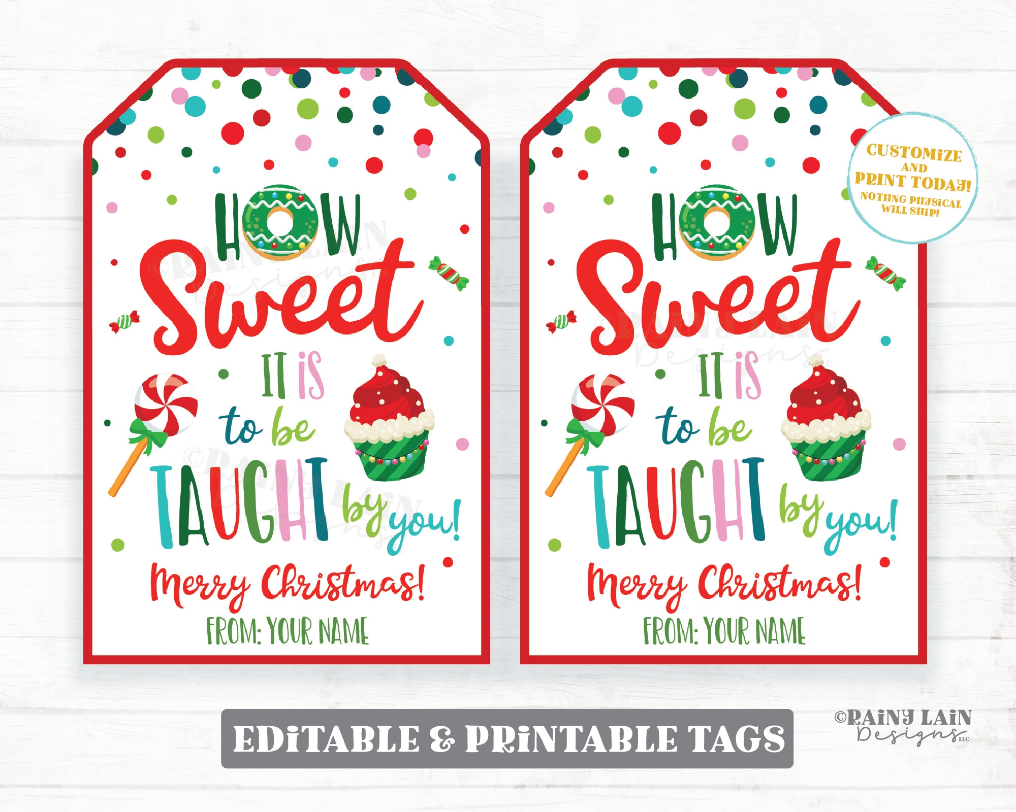 How Sweet It Is To Be Taught By You Tag Teacher Christmas Gift Tag Teacher Appreciation Holiday School Staff Thank You Tag Printable Sweets Etsy