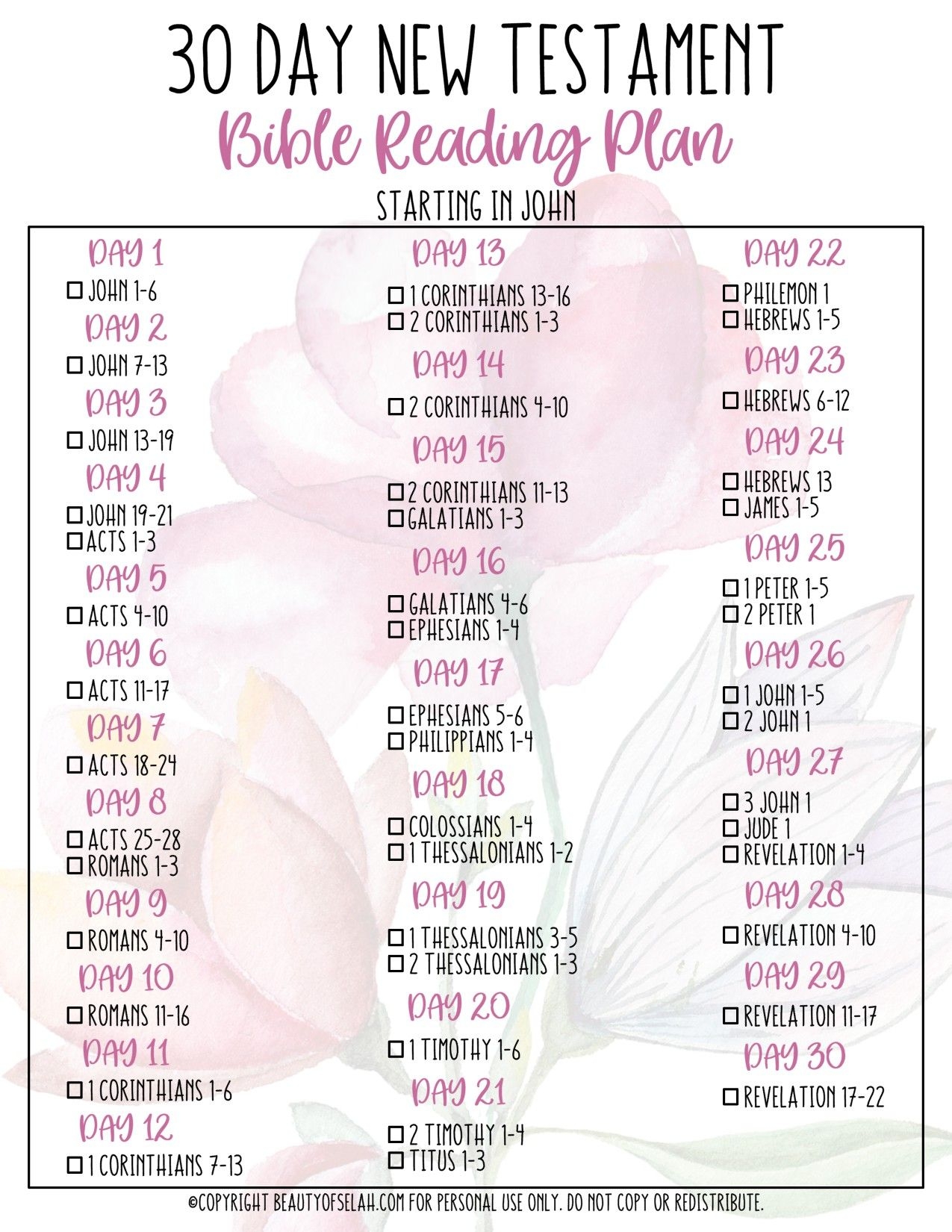 Printable 30 Day Bible Reading Plan