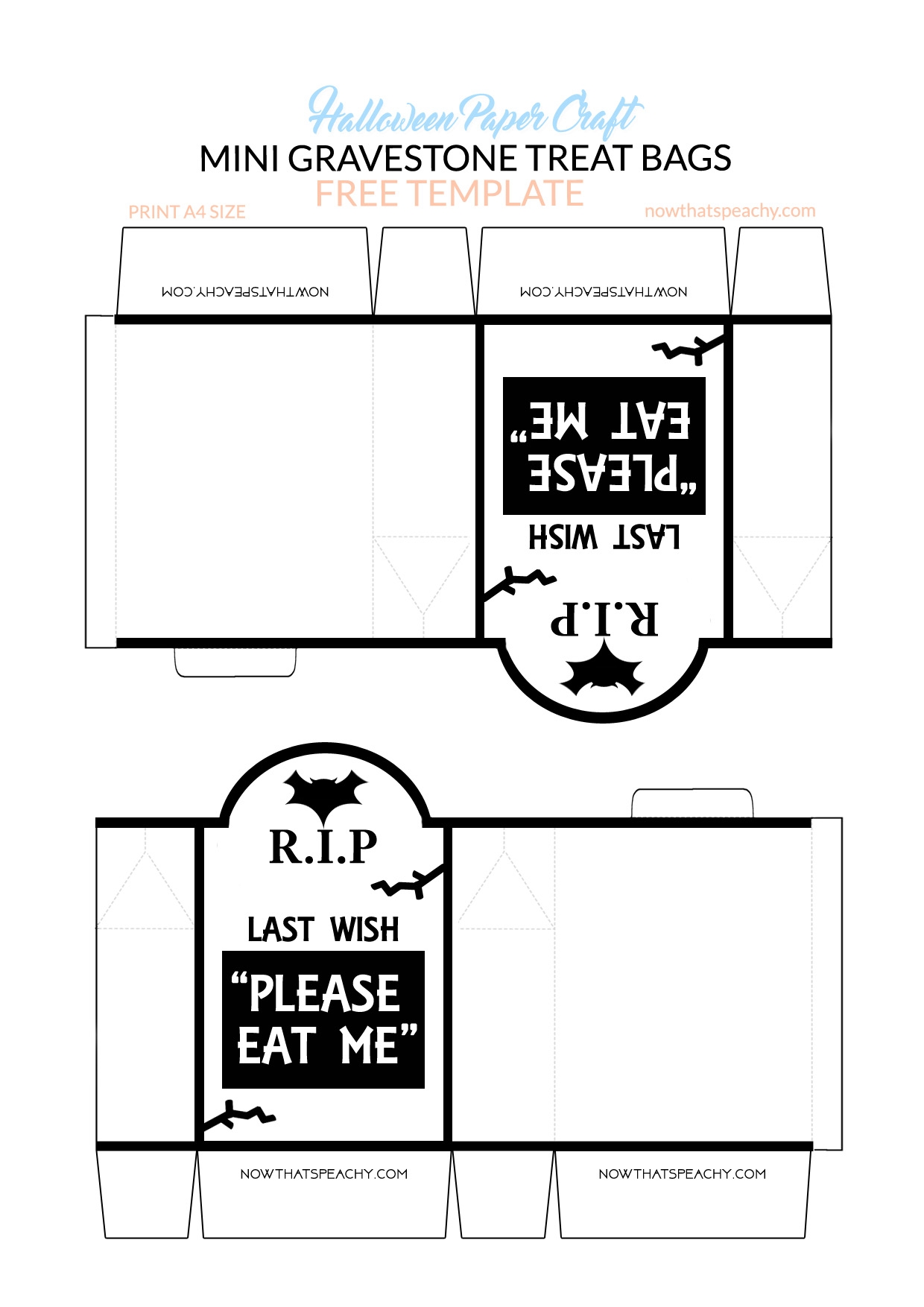 How To Make Mini Gravestone Halloween Treat Bags FREE DIY Printable Now Thats Peachy
