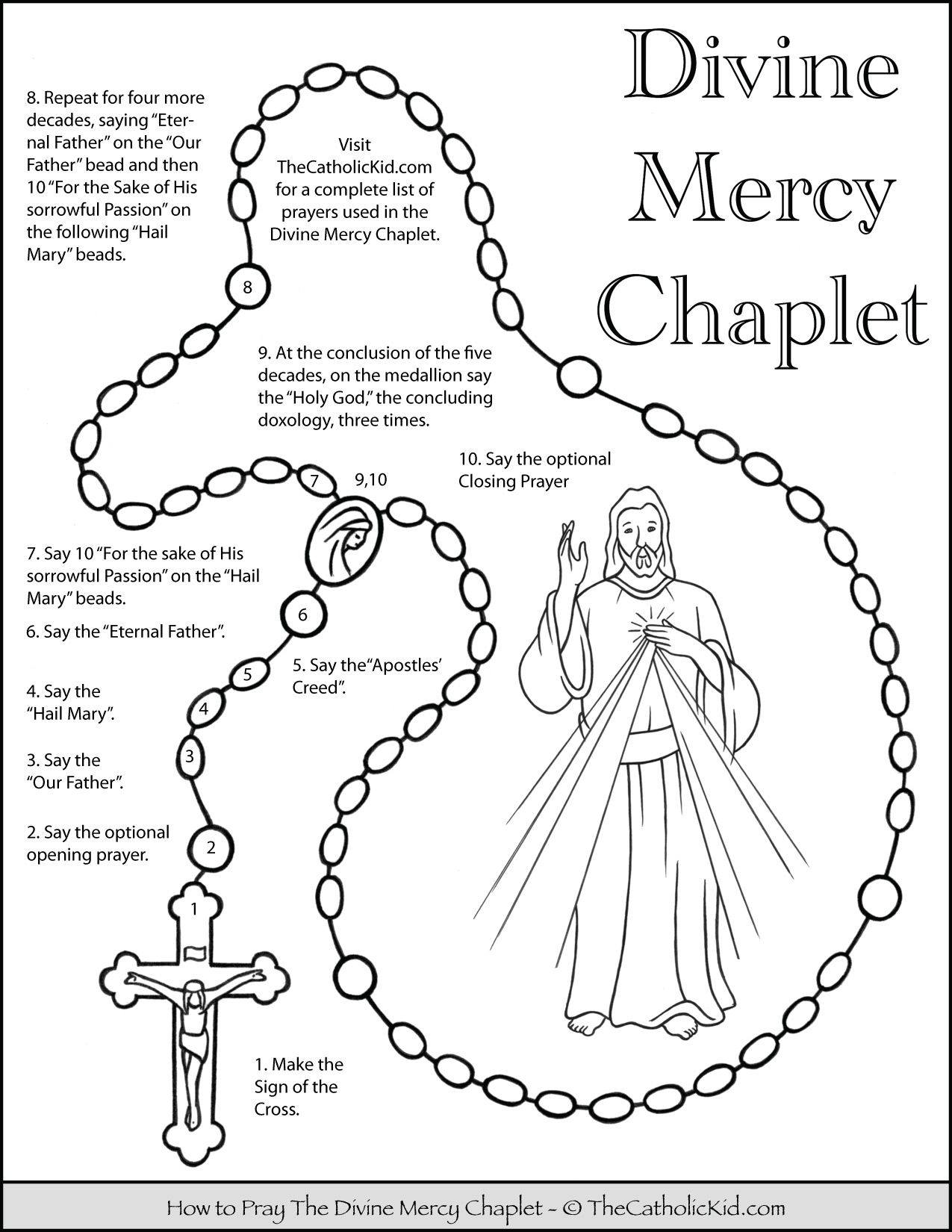 How To Pray The Divine Mercy Chaplet Kids Coloring Page Divine Mercy Chaplet Divine Mercy Divine Mercy Prayer