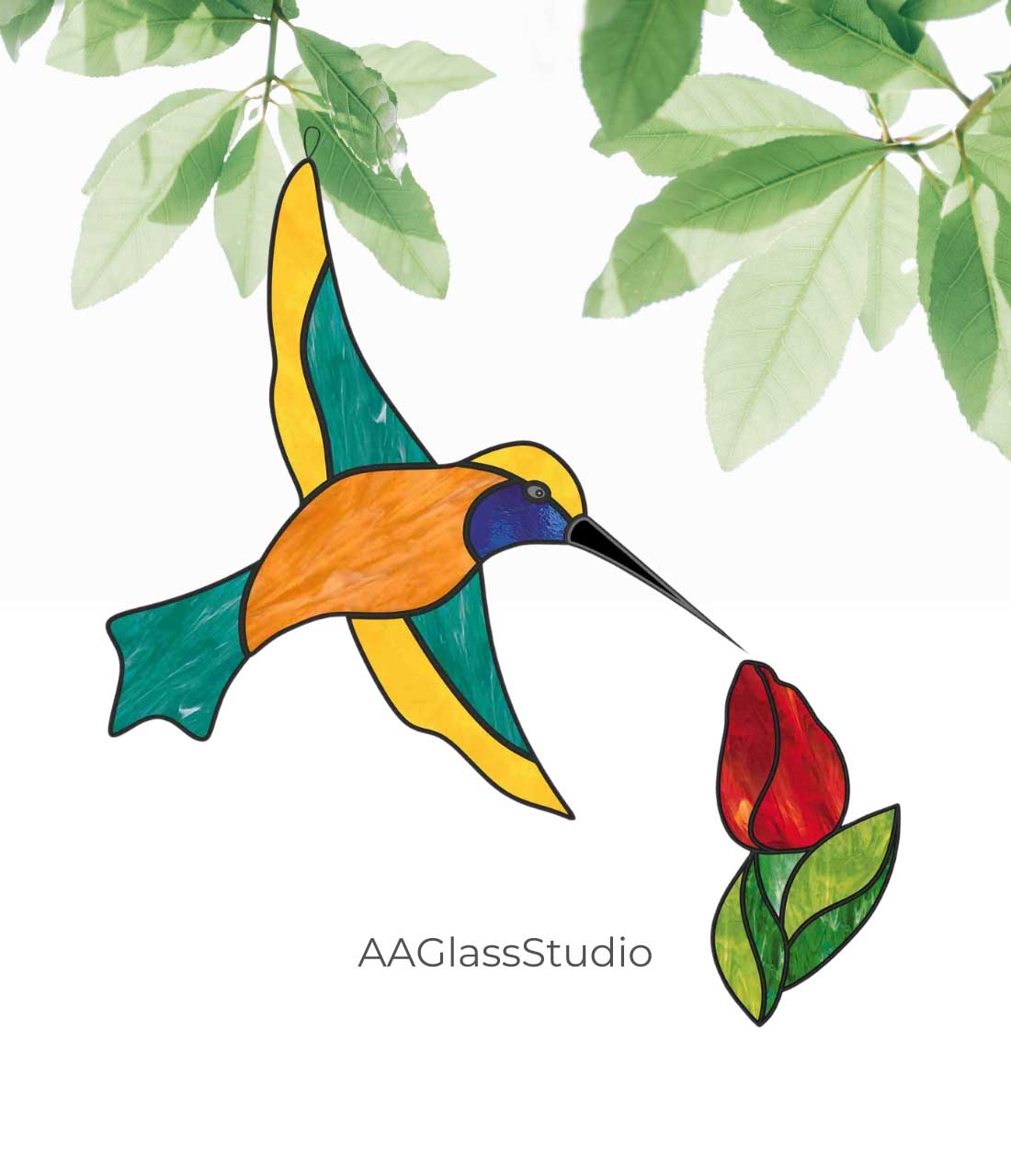 Hummingbird Stained Glass Pattern For Beginner Set 1