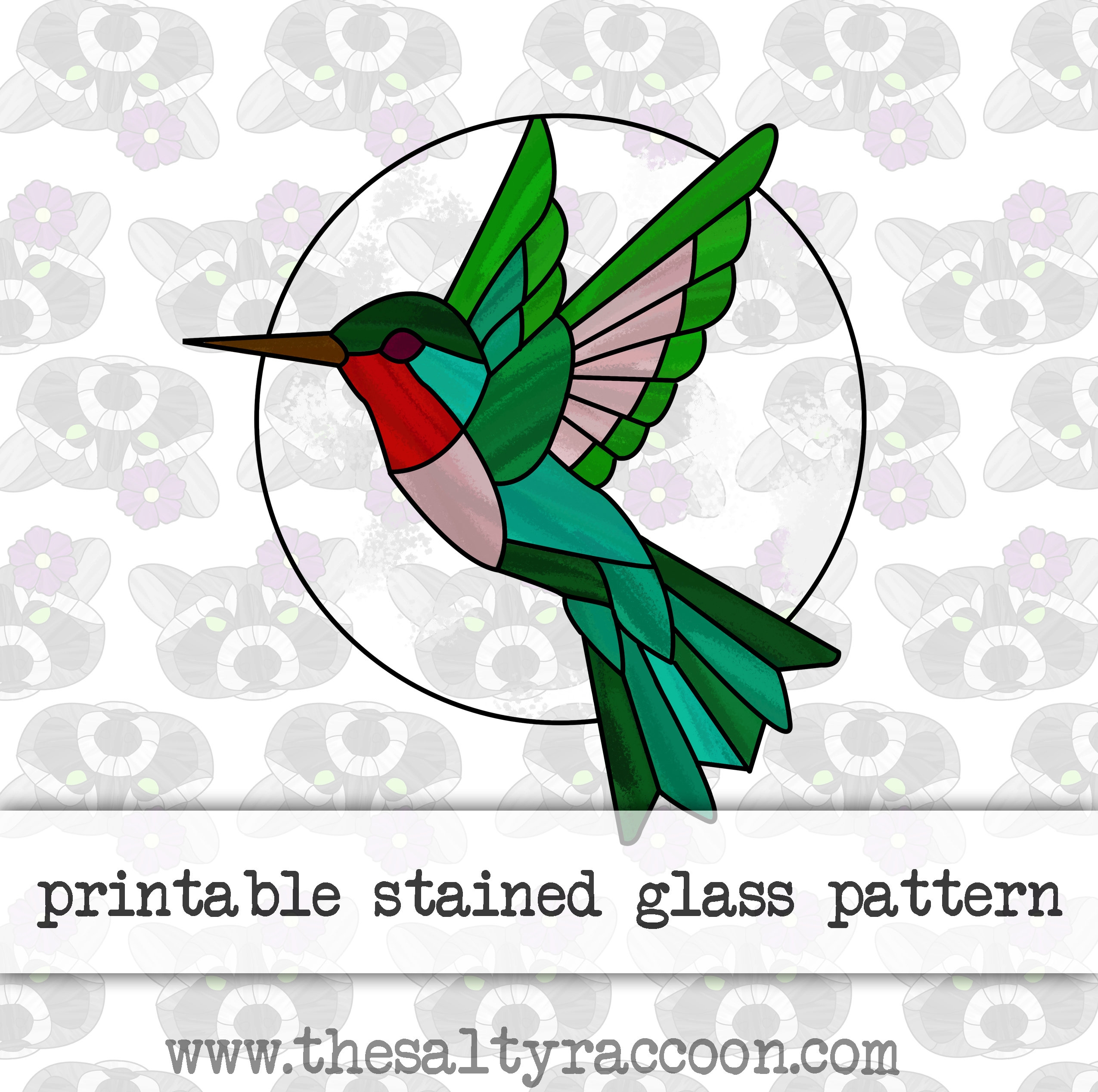 Hummingbird Stained Glass Pattern Includes Printable Pages And Cricut PNG File Etsy