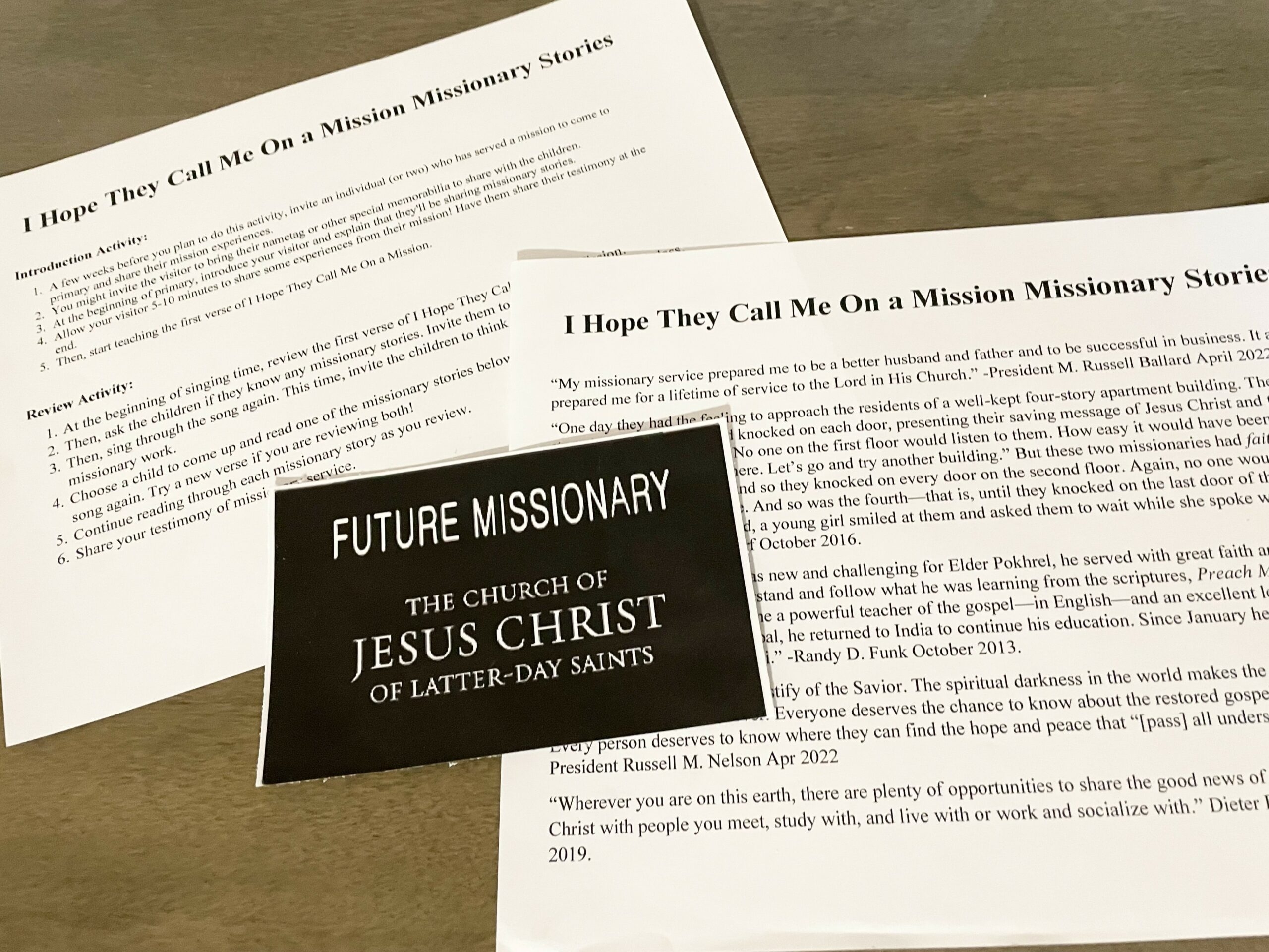 I Hope They Call Me On A Mission Missionary Stories Primary Singing