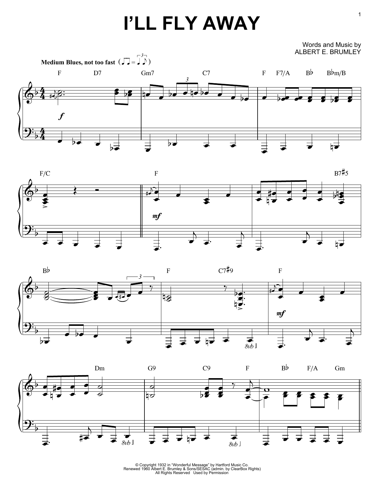 I ll Fly Away Jazz Version arr Brent Edstrom Sheet Music By Albert E Brumley Piano Solo Download 4 Page Score 156560