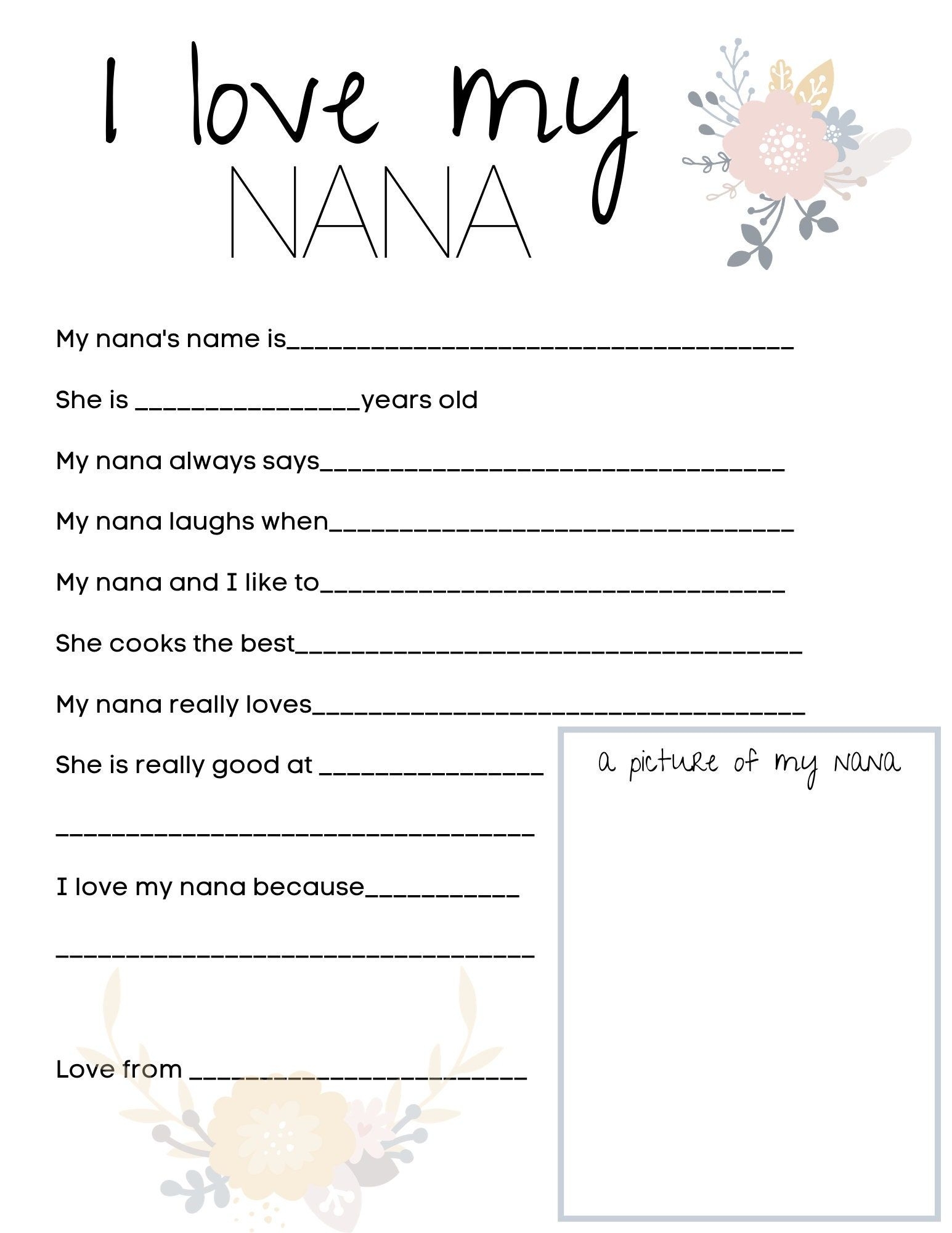 I LOVE MY NANA Mother s Day Questionnaire Survey Etsy Canada Cute Mothers Day Gifts Easy Diy Mother s Day Gifts Mother s Day Activities