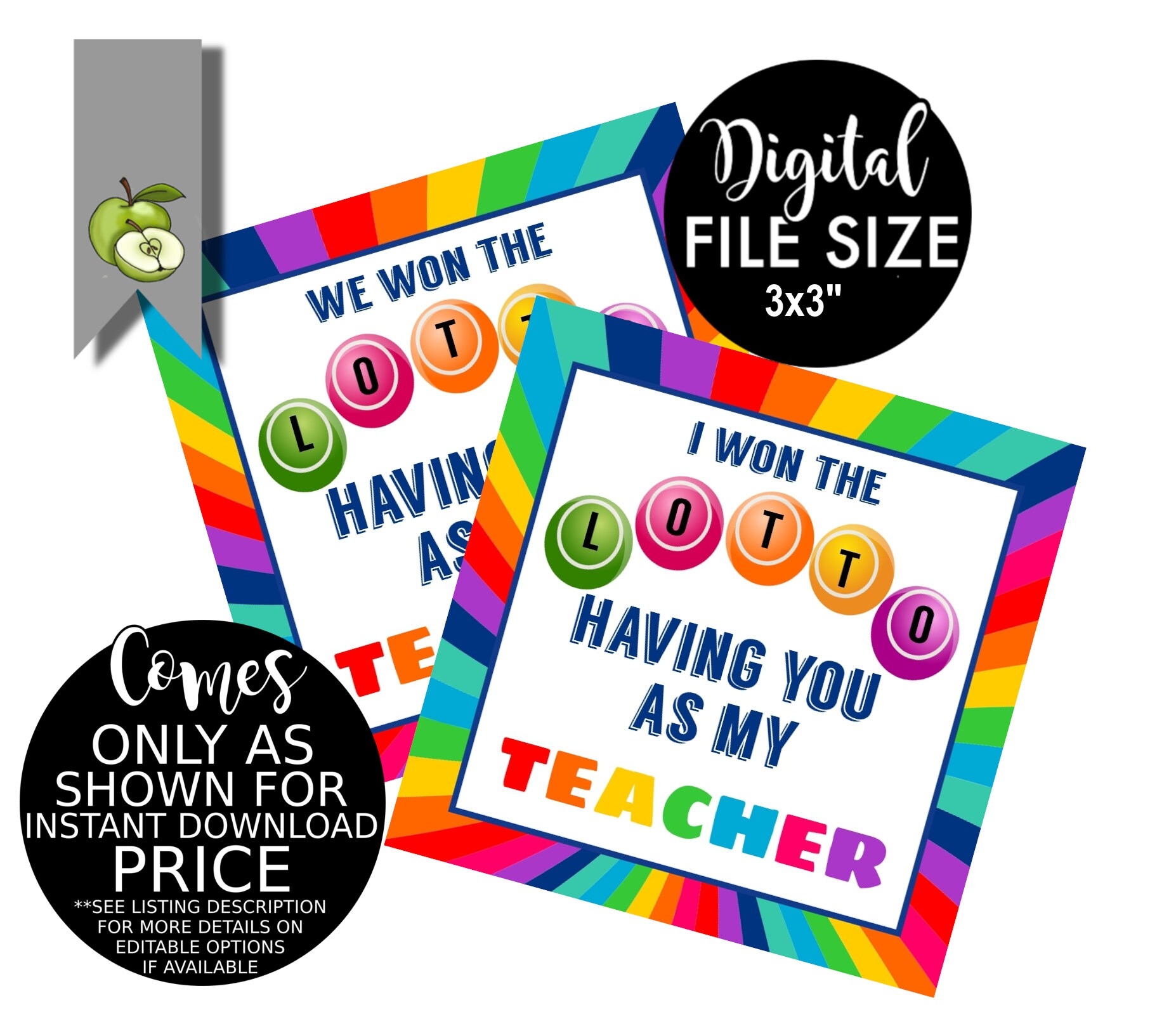 I Won The Lotto Having You As My Teacher Lotto Teacher Gift Tags Printable End Of Year Tag Best Teacher Tag Jackpot INSTANT DOWNLOAD Etsy