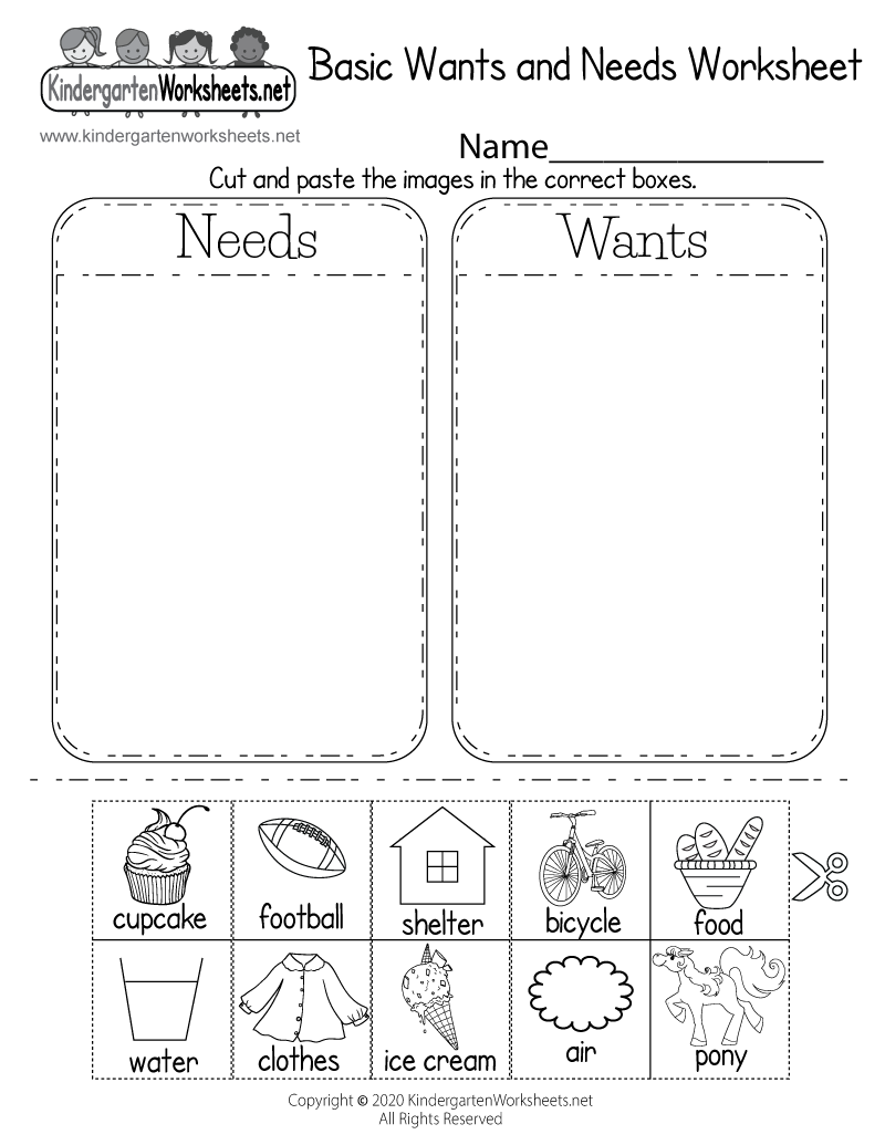Identifying Basic Wants And Needs Worksheet Free Printable Digital PDF