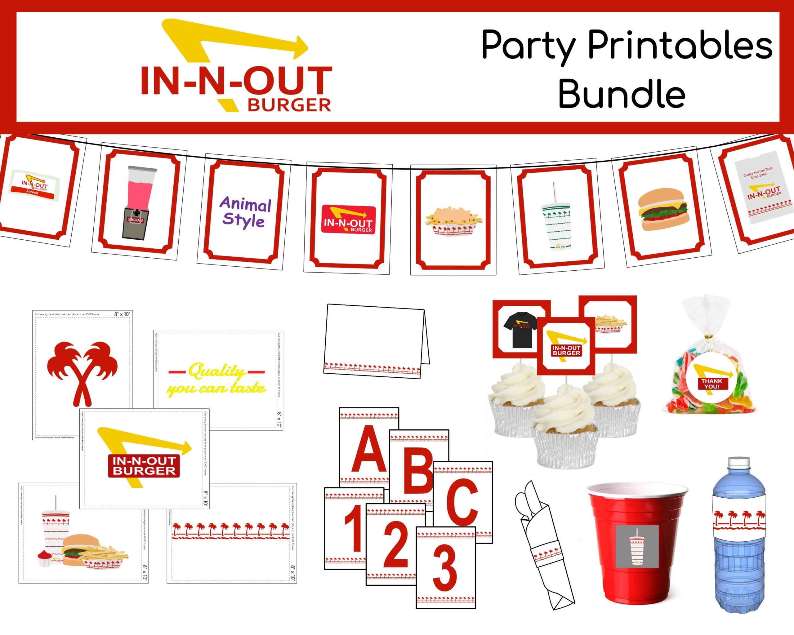 In n out Party Pack Printables Bundle Digital Files Only Instant Download 8 5 X 11 PDF Pages Etsy