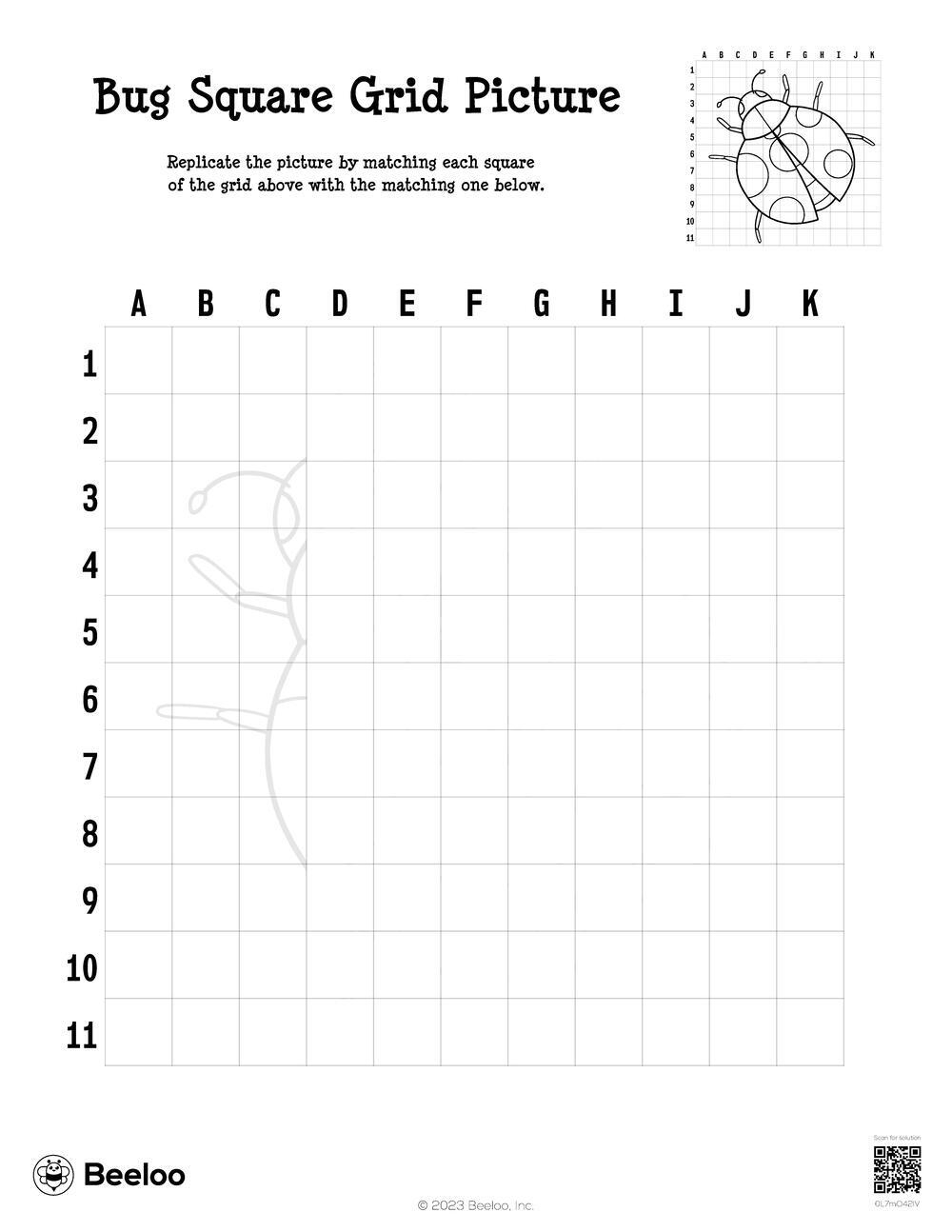 Insect themed Grid Drawings Beeloo Printable Crafts And Activities For Kids