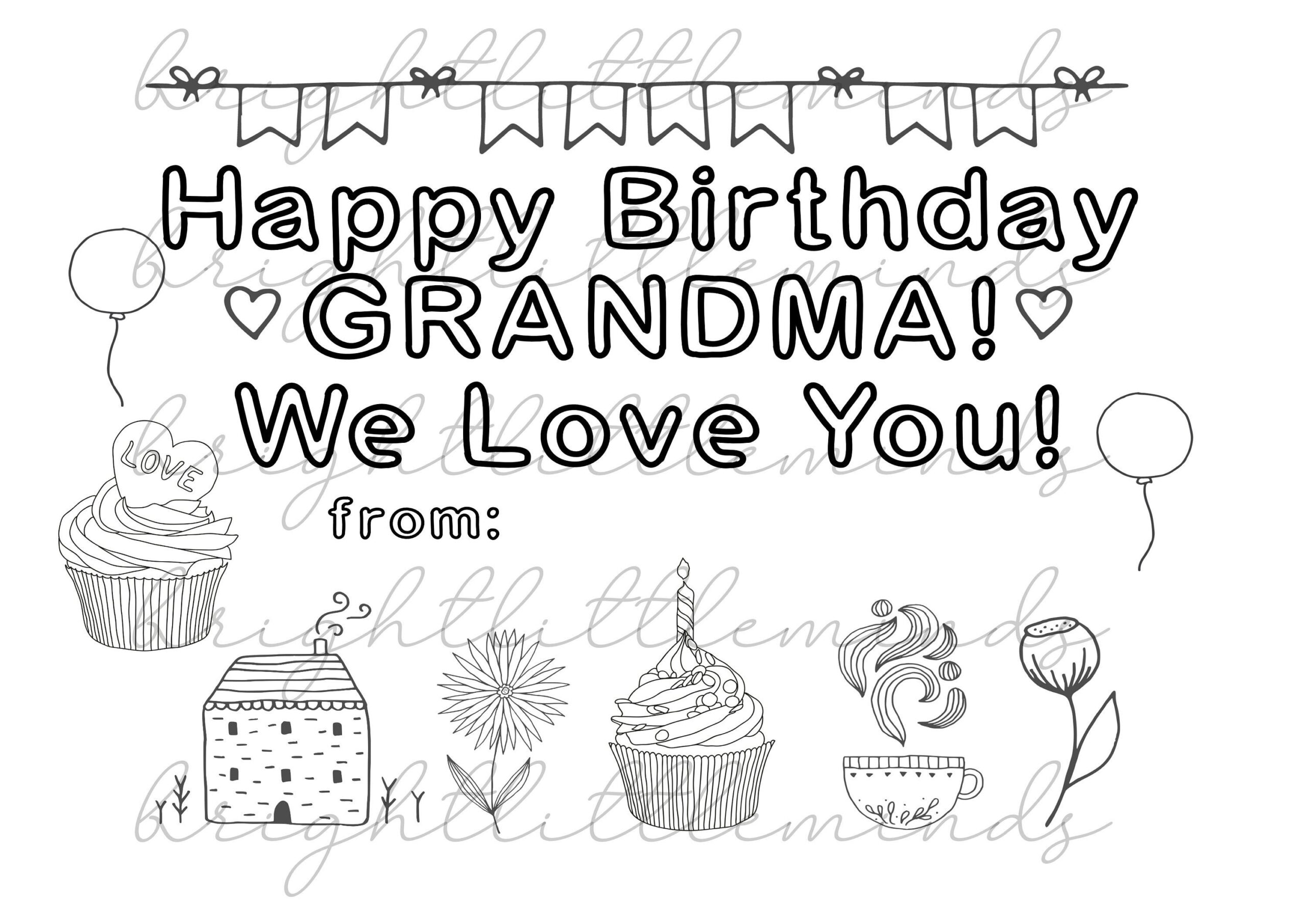 Instant Download Printable Happy Birthday Grandma DIY Kids Activity Coloring Gift Fun Card Made By Kids Letter A4 PDF Etsy