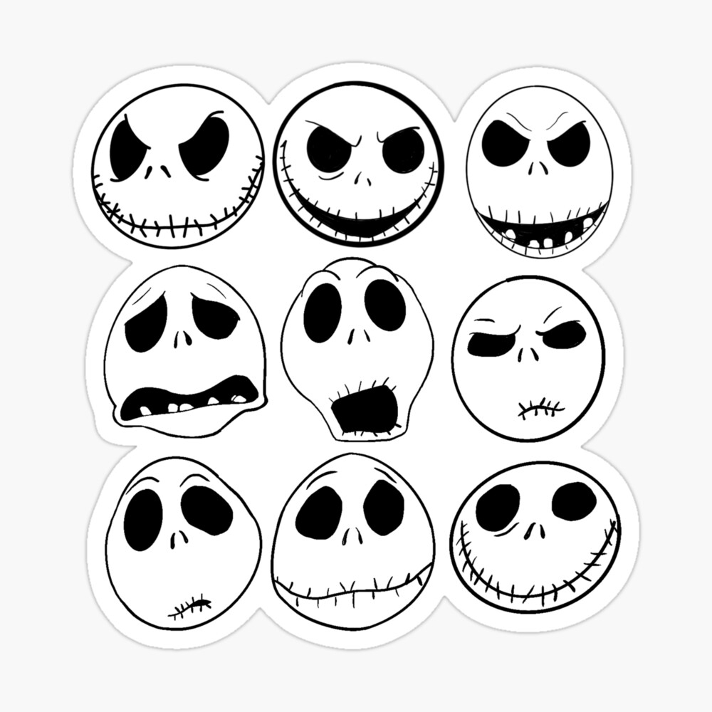 Jack Skellington Facial Expressions Photographic Print For Sale By Gg stickers77 Redbubble
