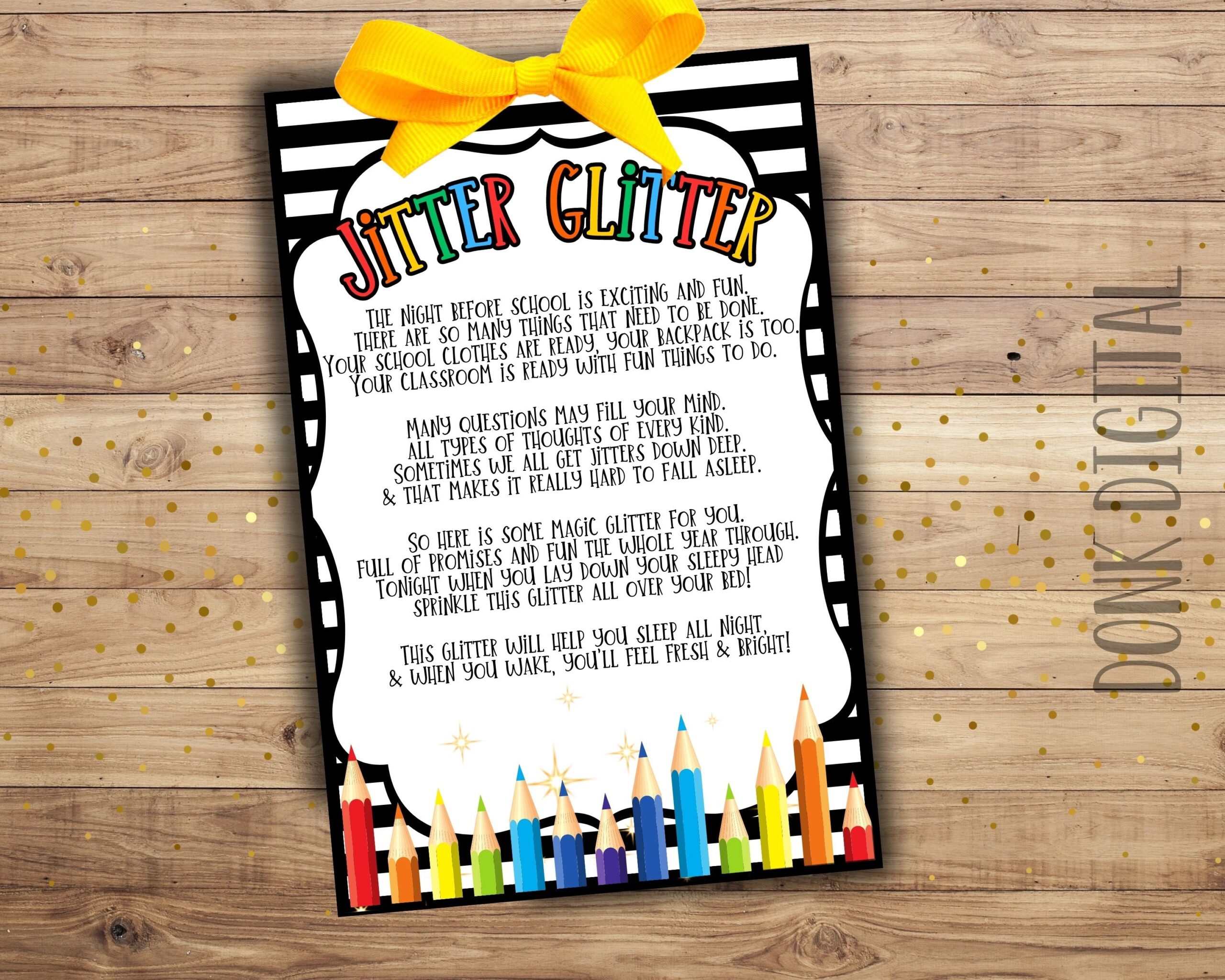 Jitter Glitter Student Gift Classroom Gift Teacher Printable Back To School Tag Etsy