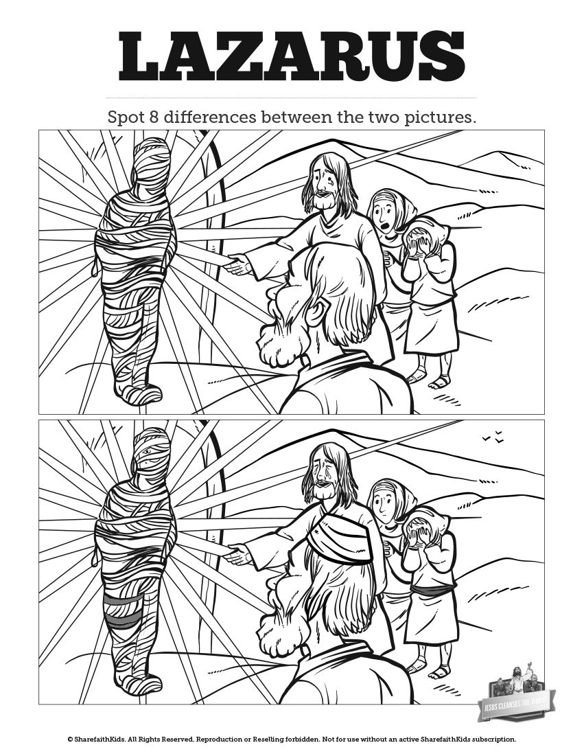 John 11 Lazarus Kids Spot The Difference Can Your Kids Spot All The Differences Between Th Sunday School Lessons Sunday School Activities Sunday School Crafts