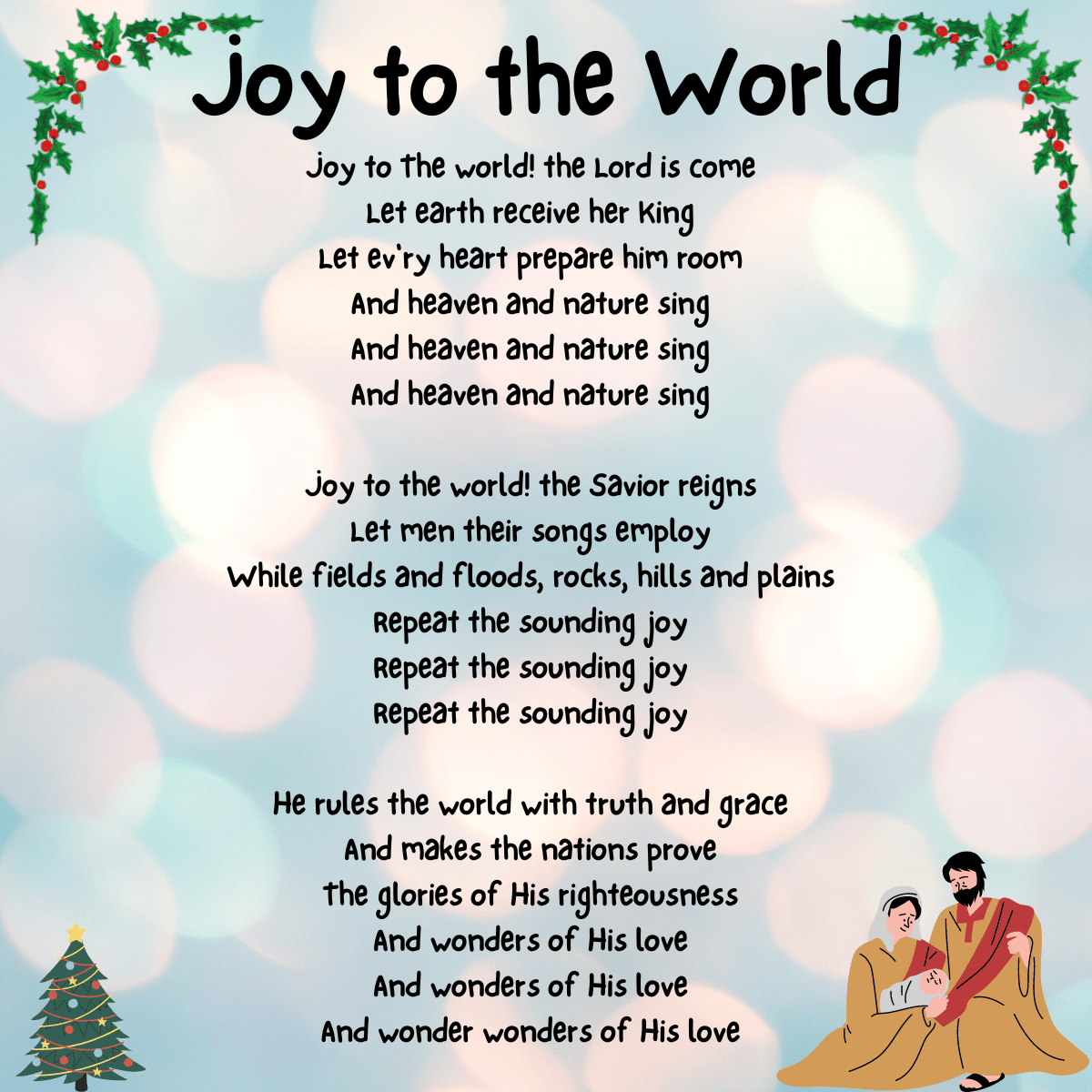 Joy To The World Song Printable Origins And Lyrics 