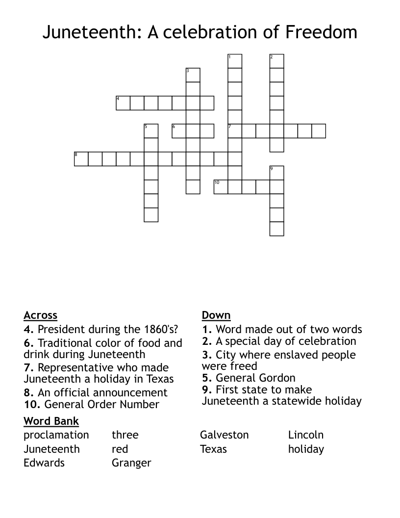 Free Printable Juneteenth Word Search