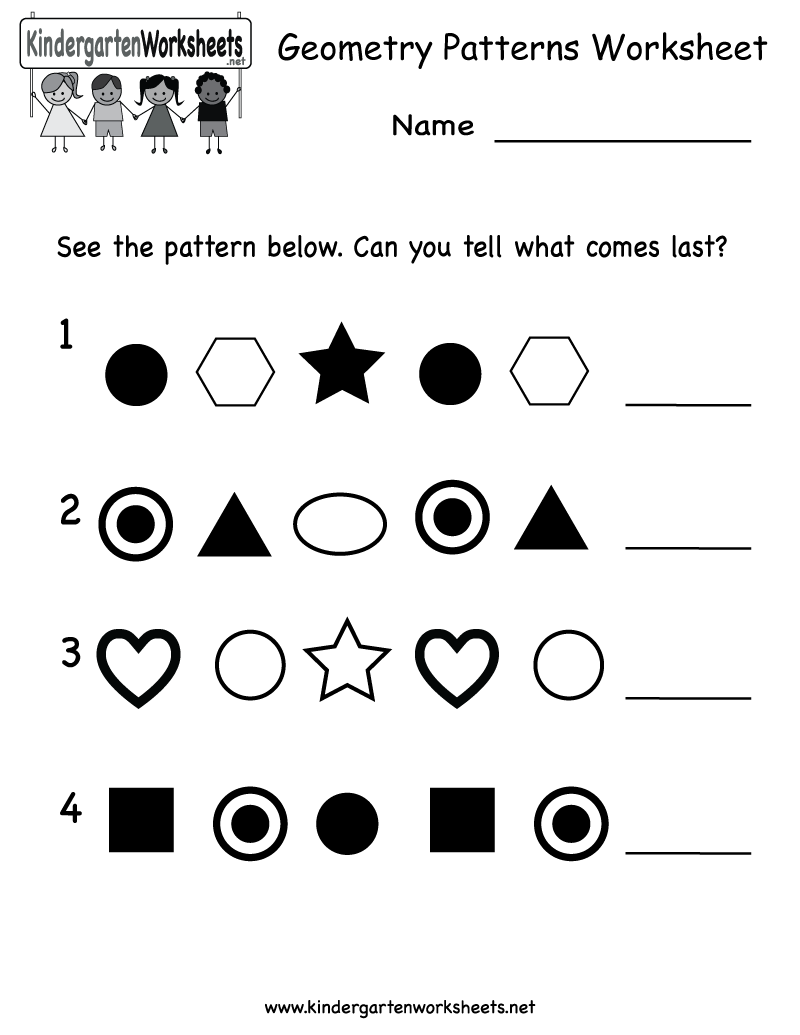 Kindergarten Geometry Patterns Worksheet Printable Pattern Worksheet Kindergarten Geometry Pattern Worksheets For Kindergarten