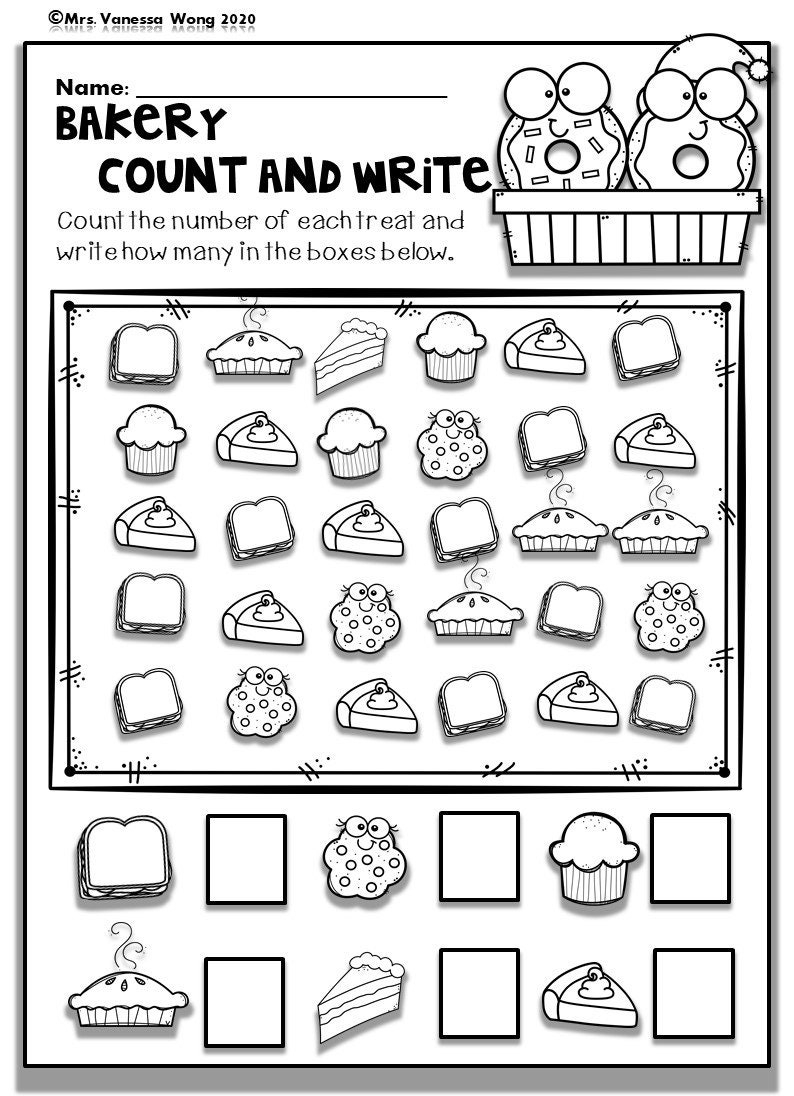 Kindergarten Math Worksheets Numbers 1 10 Counting Etsy