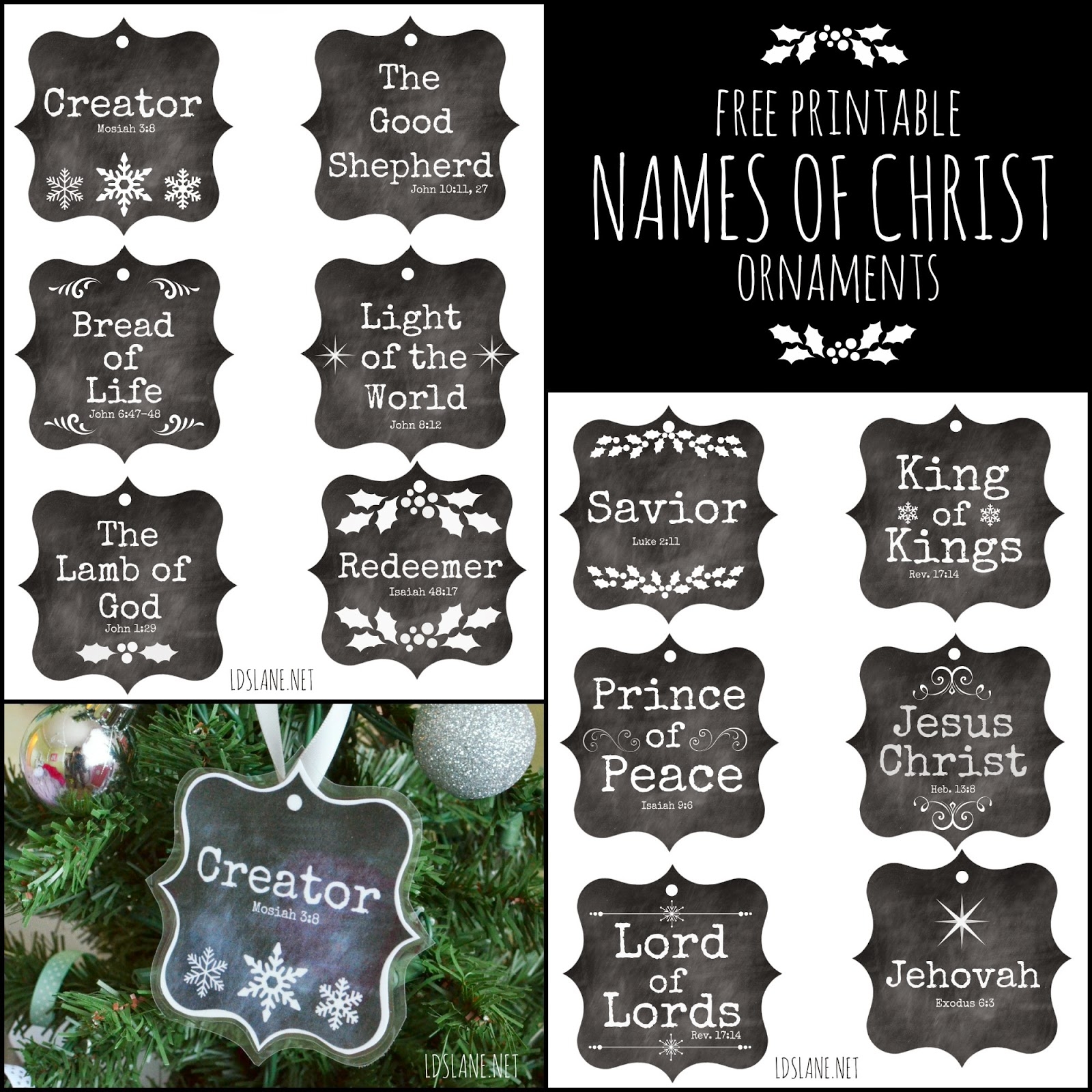 Latter Day Lane Names Of Christ Free Printable Ornaments