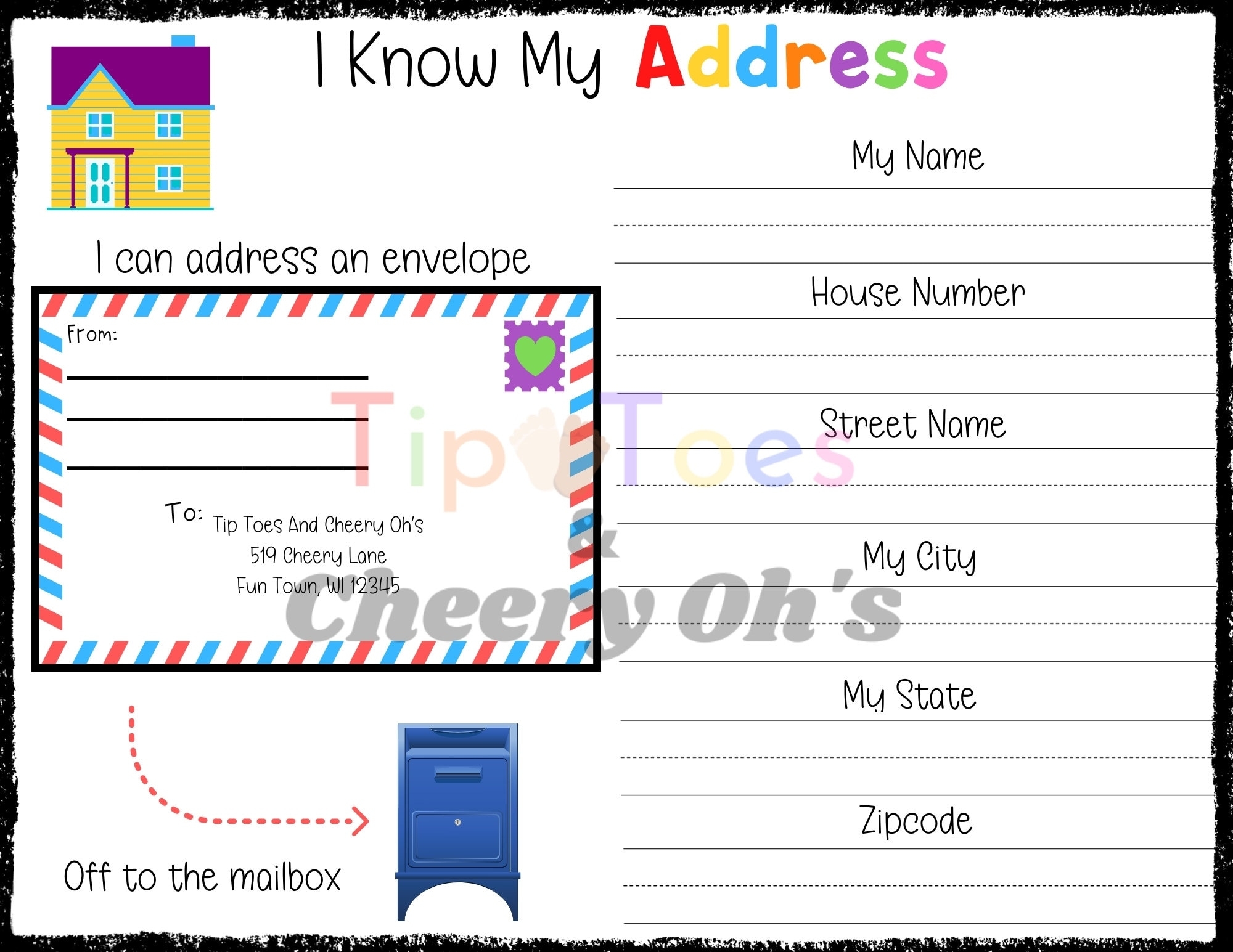Learn My Address Printable Kids Address Activity Printable Worksheet Address Practice Homeschool Resource Kindergarten Activity Etsy