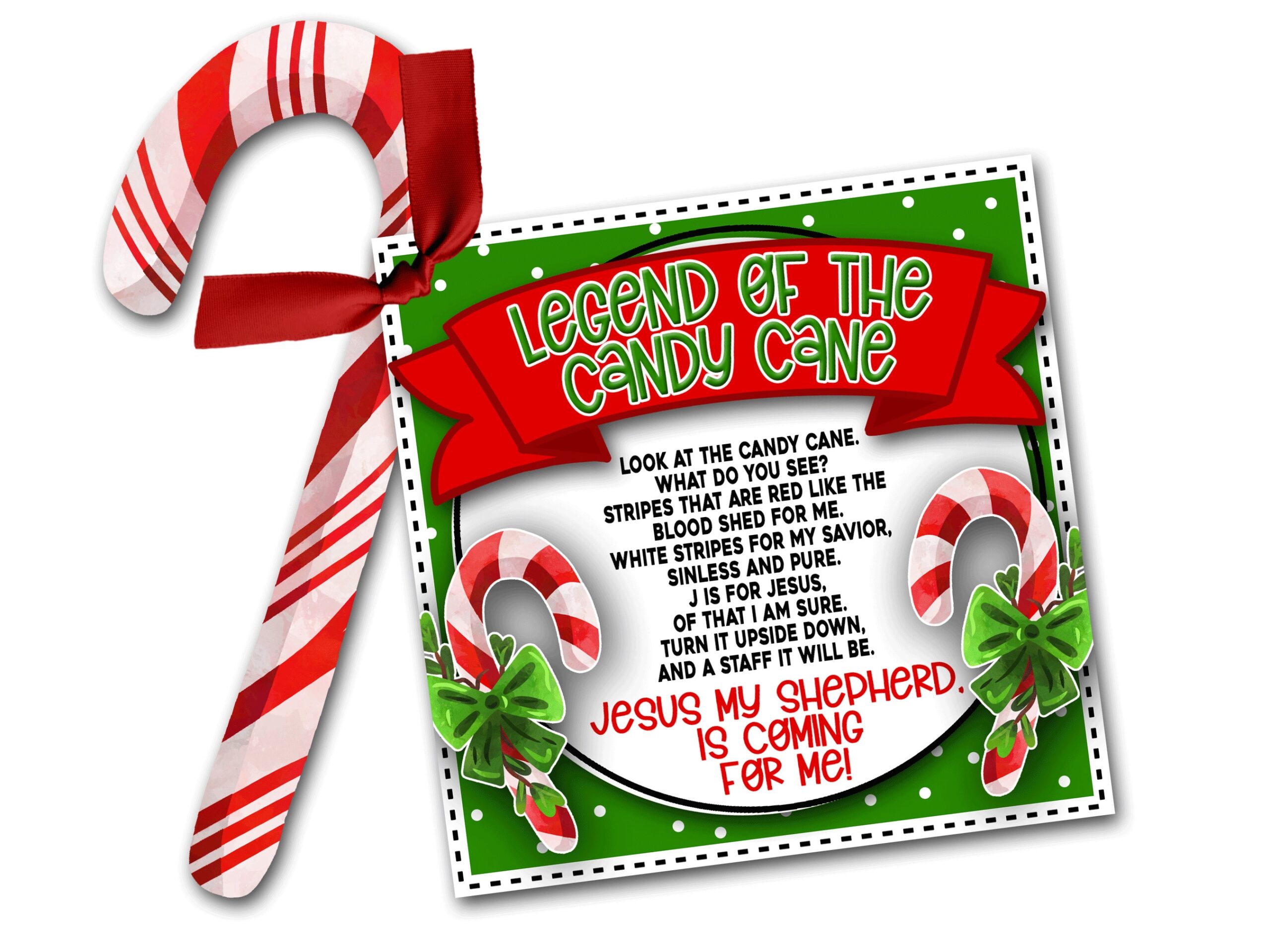Legend Of The Candy Cane Printable Tag Candy Cane Poem Christmas Tags Instant Download Christian Holidays Print Treat Tags Gift Tag Etsy