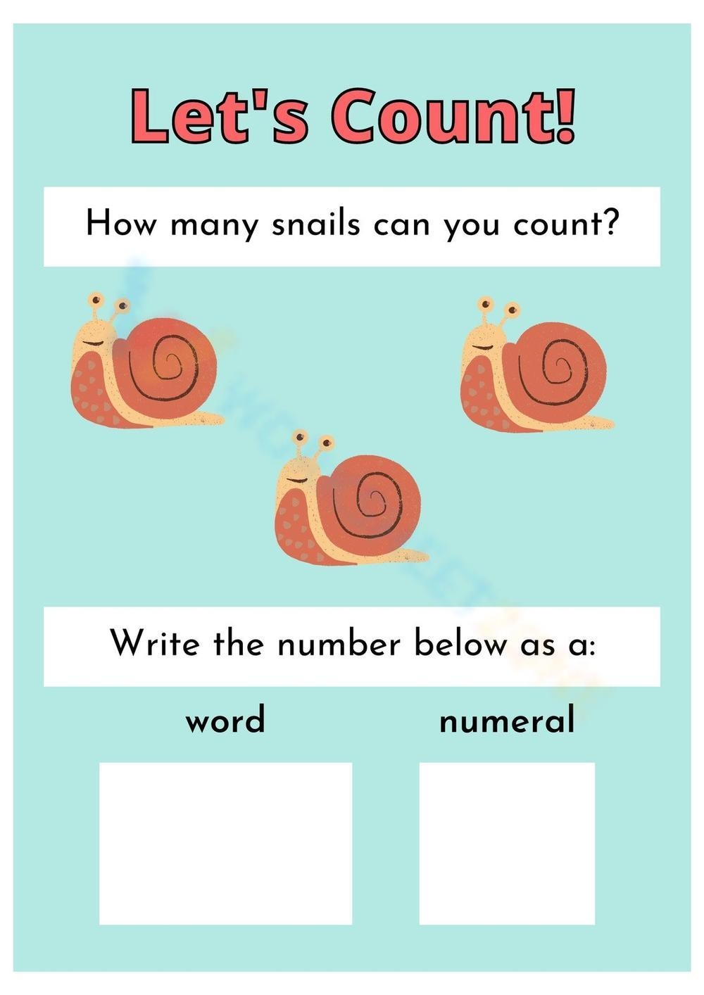 Let s Count Snail Worksheet Worksheet