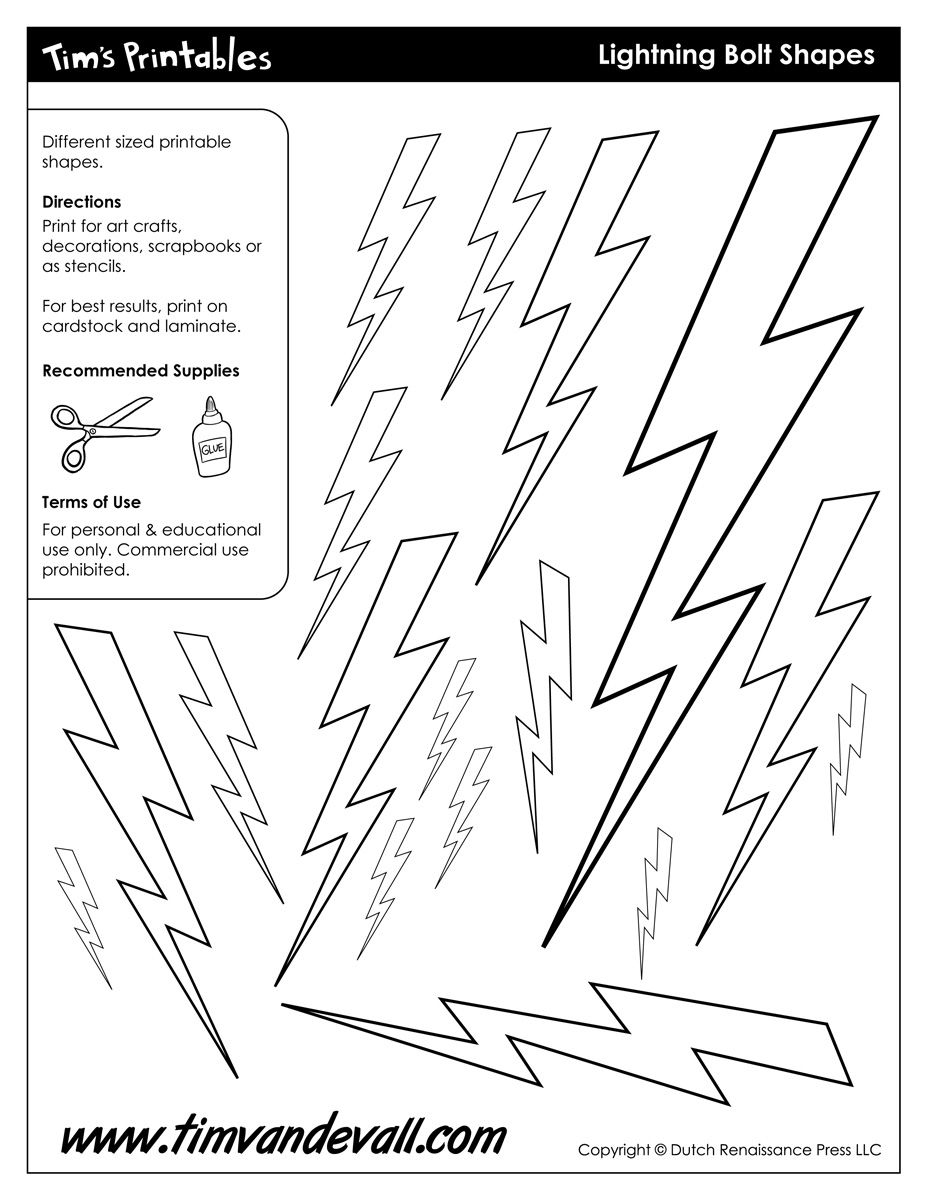 Lightning Bolt Templates Shapes Tim s Printables Lightning Bolt Flash Lightning Bolt Lightning