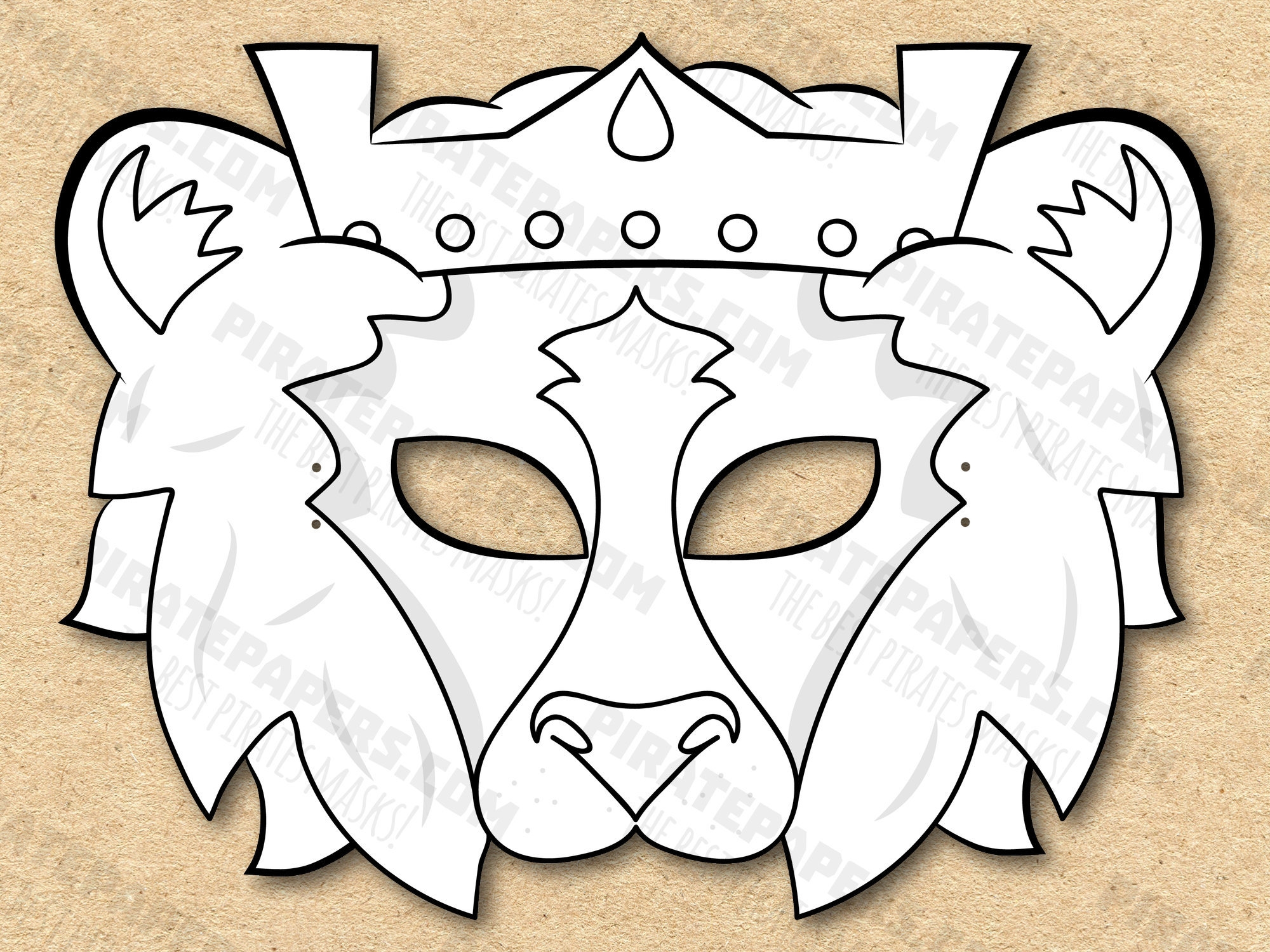 Lion King Mask Printable Coloring Paper DIY For Kids And Adults PDF Template Instant Download For Birthdays Halloween Party Costumes Etsy