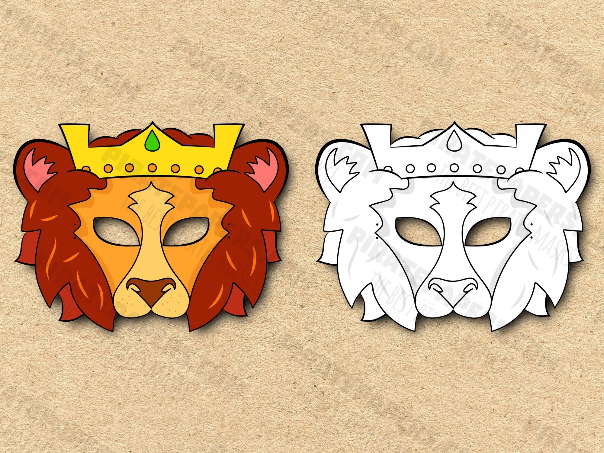 Lion King Masks Printable Color Coloring Paper DIY For Kids And Adults PDF Template Instant Download Birthdays Halloween Costumes Etsy