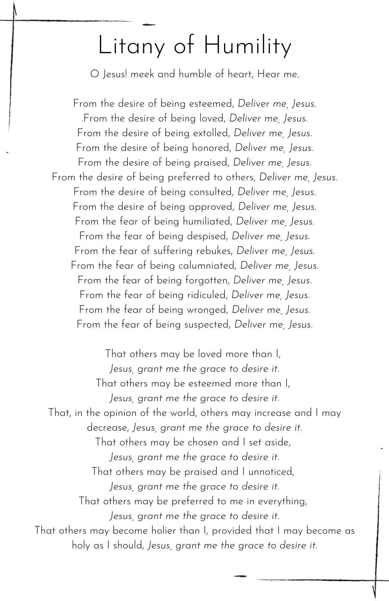 Litany Of Humility 8 5x11 Download Print Etsy