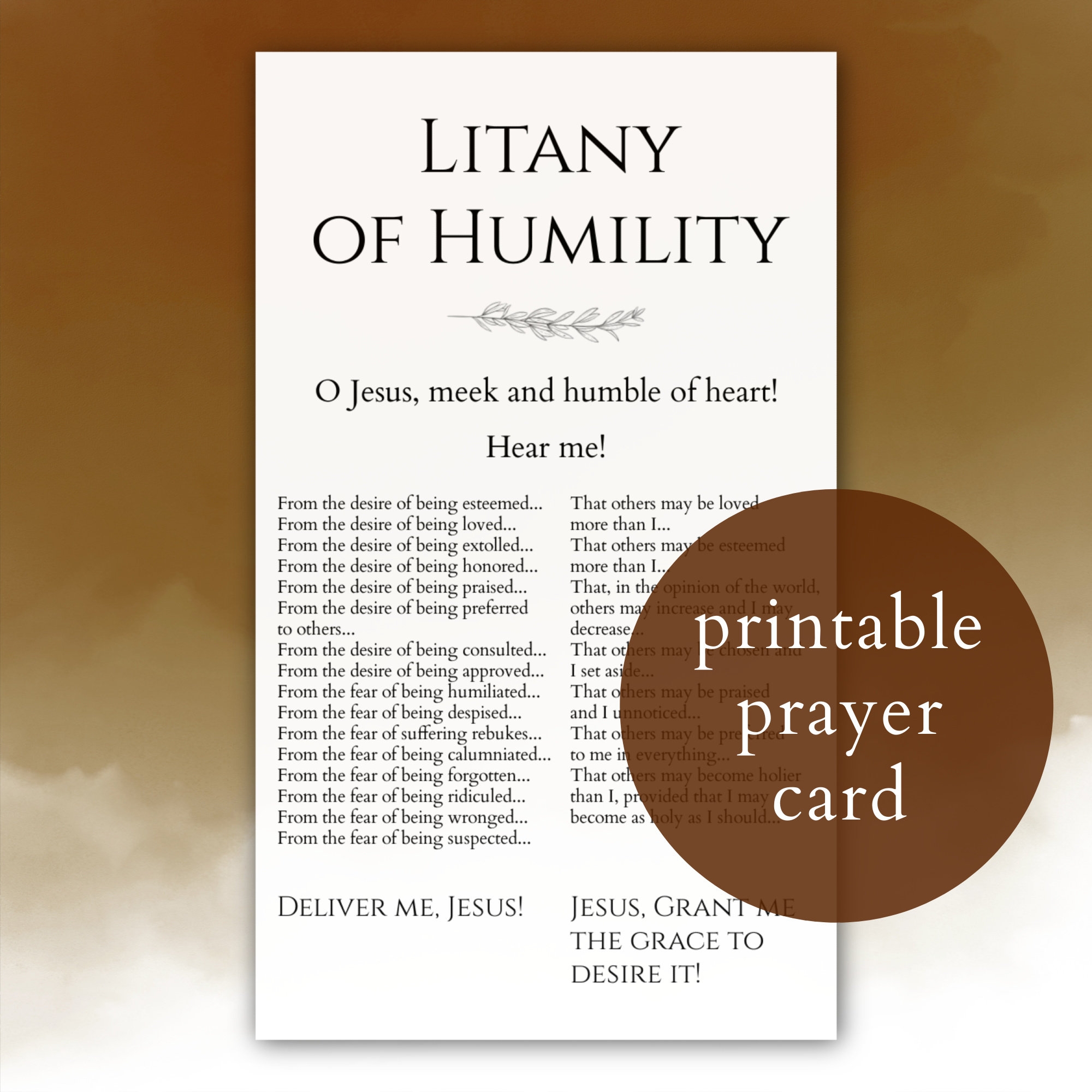 Litany Of Humility Prayer Card Printable Humility Prayer Print Deliver Me Jesus Prayer Catholic Prayer Christian Gift Catholic Devotion Etsy