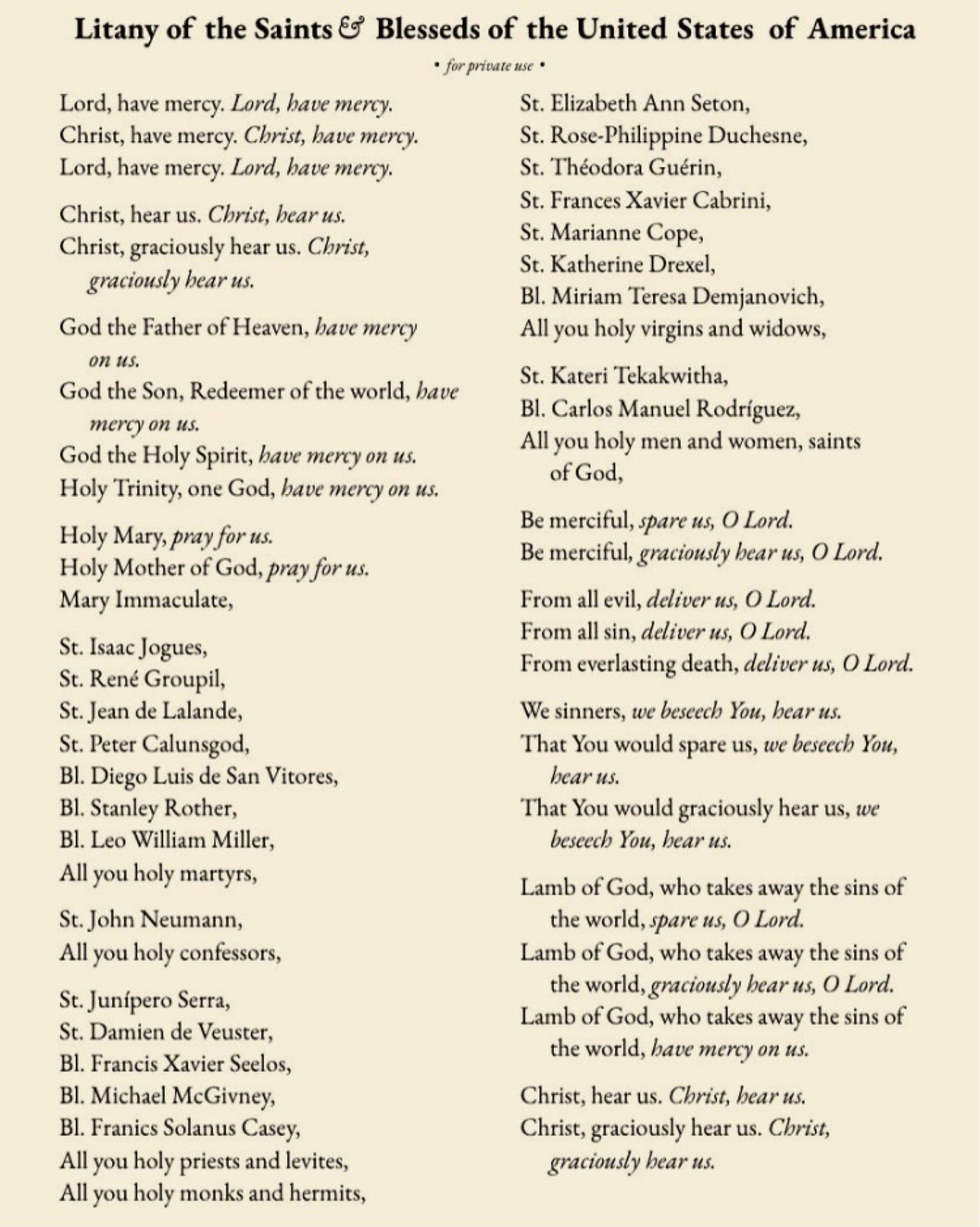Litany Of The American Saints And Blessed For Our Country The Catholic Me