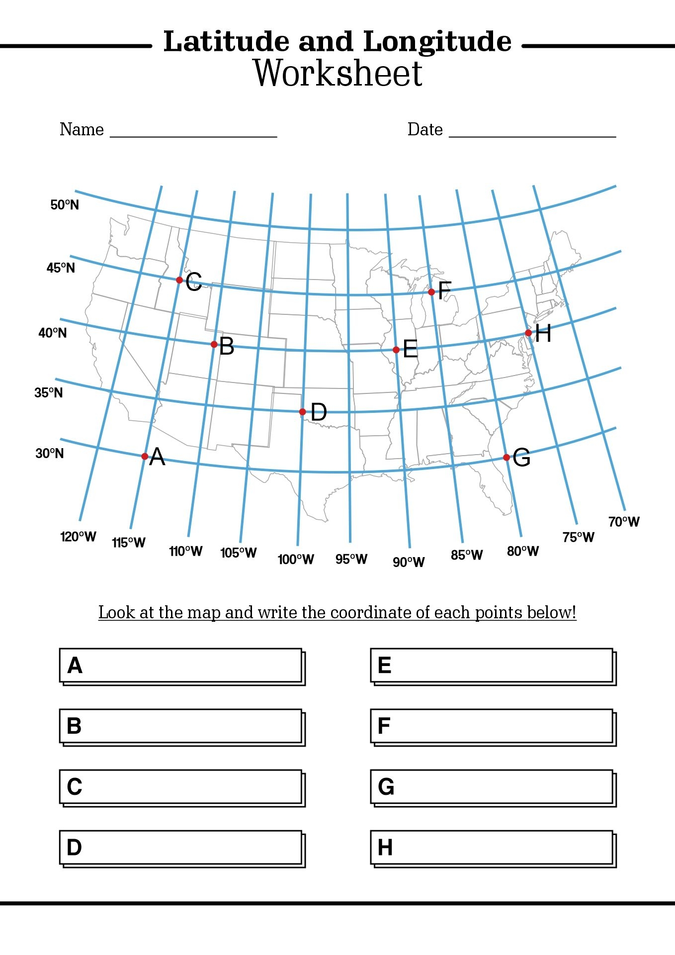Longitude And Latitude Worksheets Map Worksheets Latitude And Longitude Map Map Coordinates