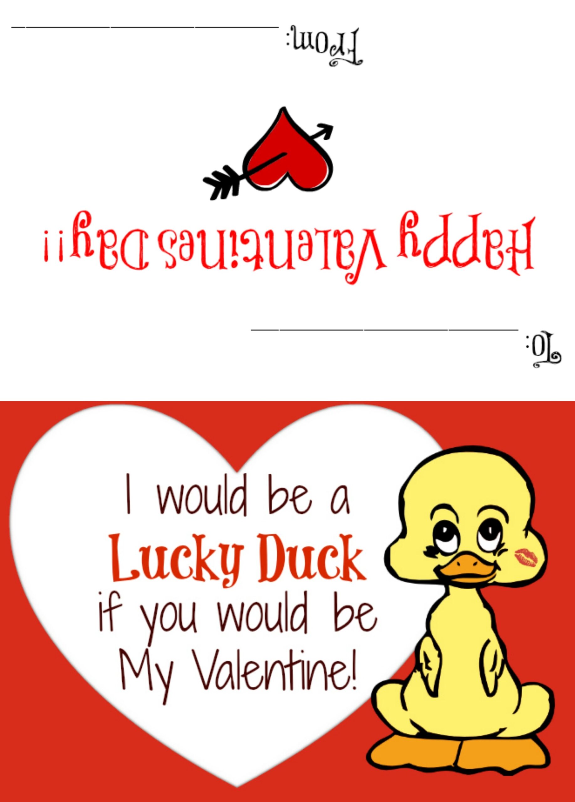 Free Lucky Duck Valentine Printable