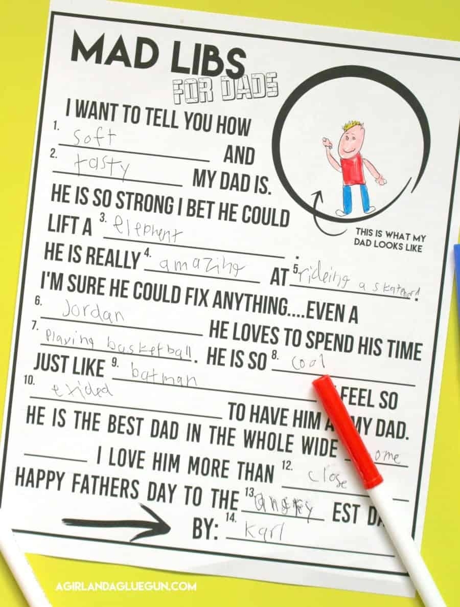Mad Libs FOR DADS A Fun Father s Day Printable A Girl And A Glue Gun