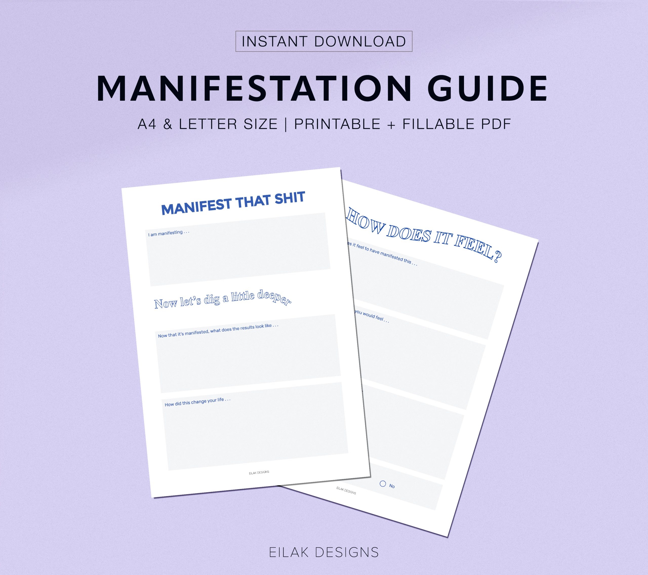 Manifest That Shit Manifestation Worksheet Digital Download