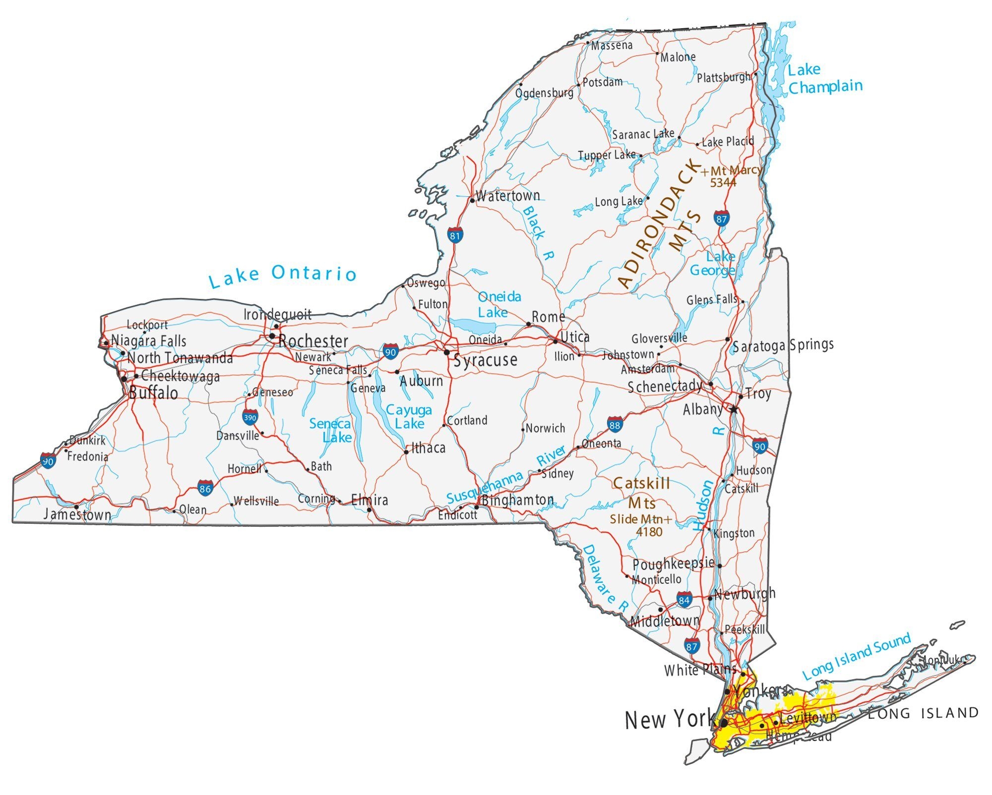 Map Of New York Cities And Roads GIS Geography