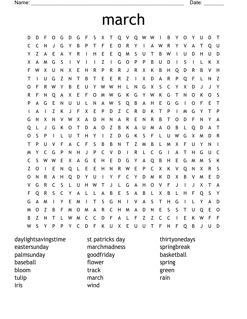 March Word Search WordMint