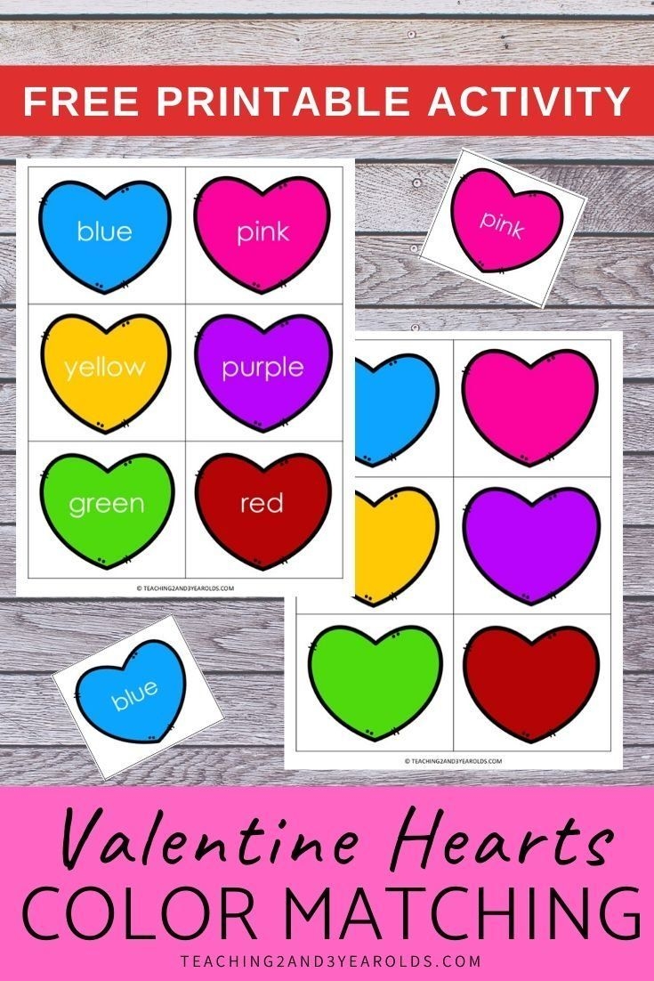 Matching Hearts Valentine Color Sorting Printable Valentine Coloring Preschool Valentines Activities Valentine Lessons