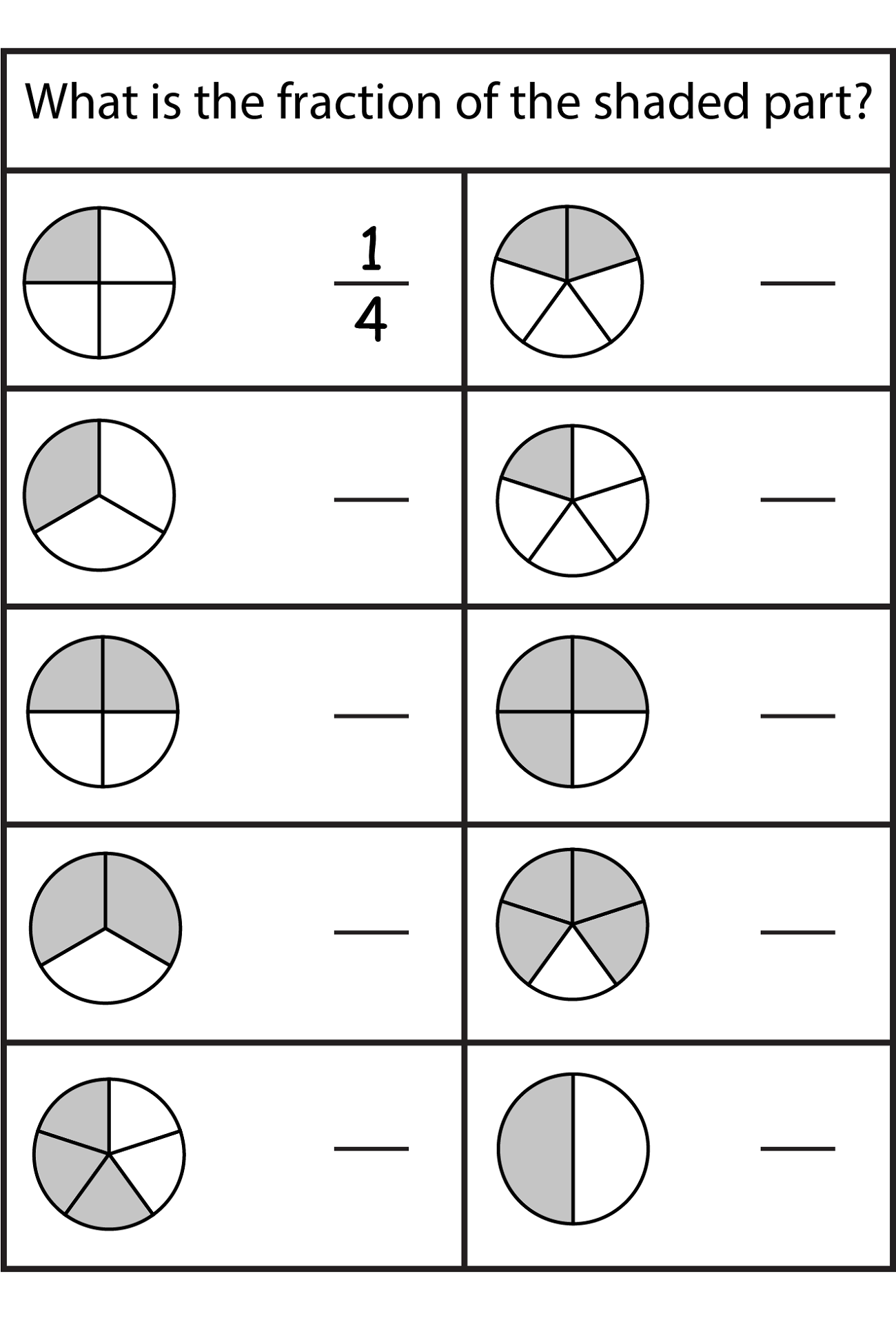 Printable Kindergarten Fractions Worksheets